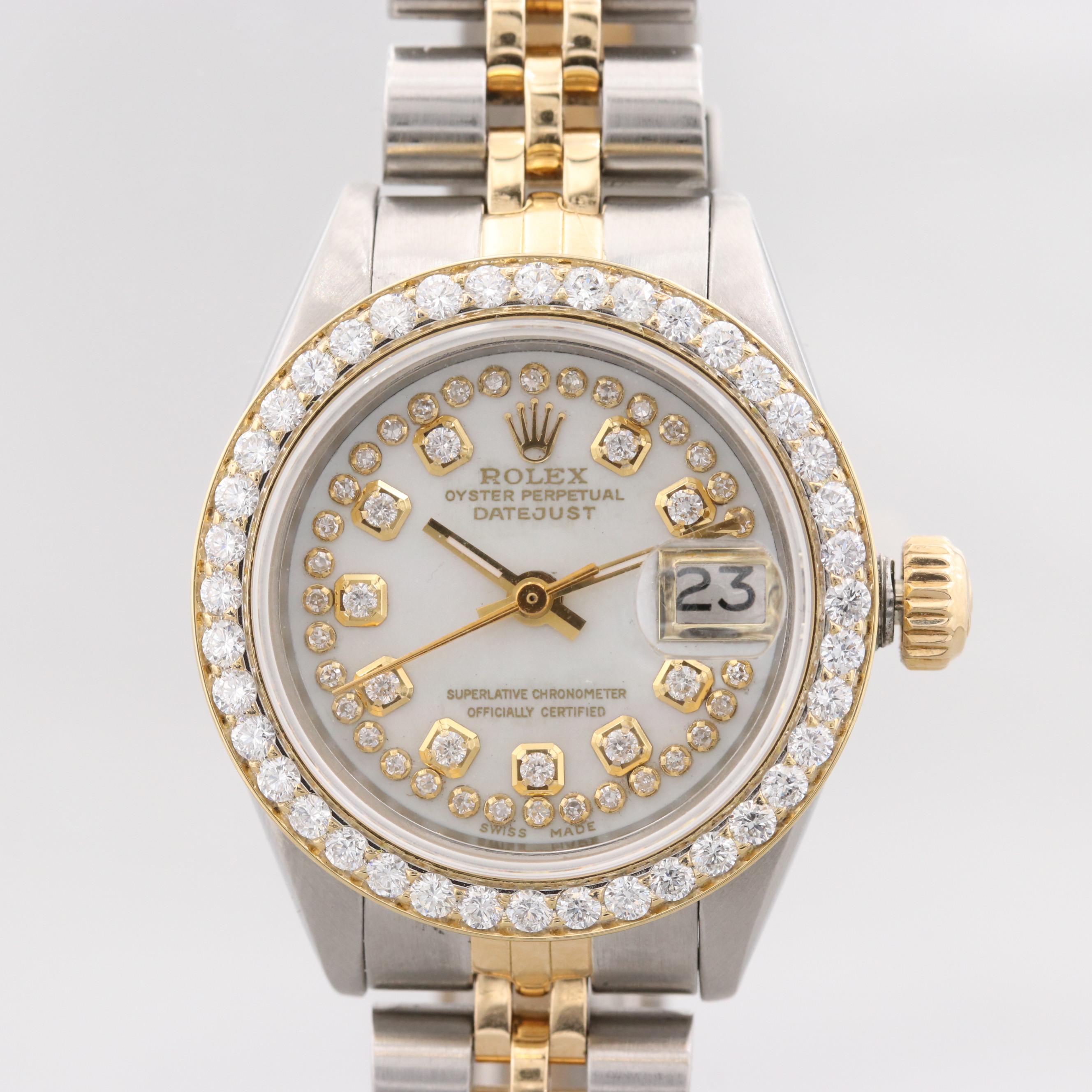 Rolex Datejust 18K Yellow Gold and Stainless Steel 1.28 CTW Diamond Watch