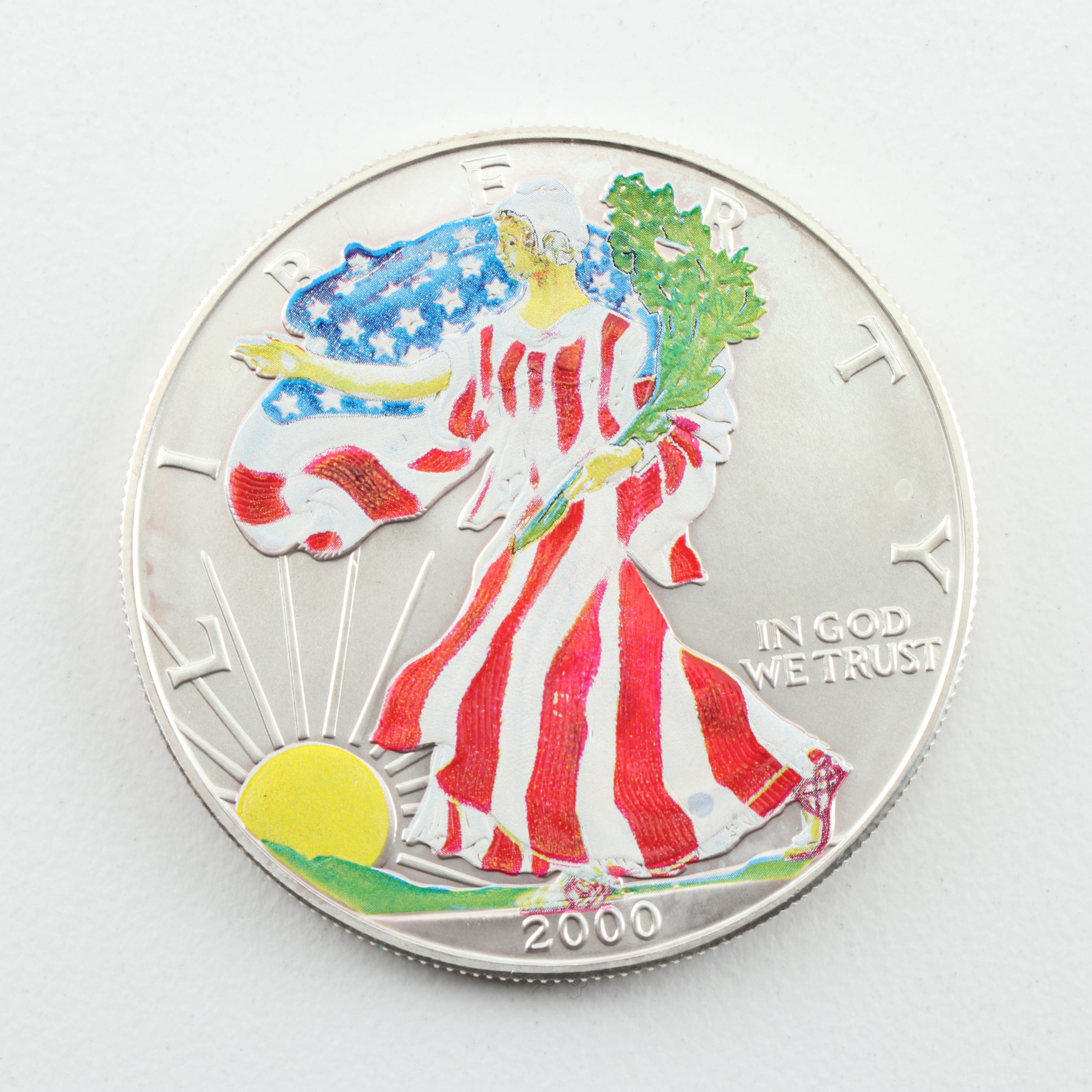 A Colorized 2000 American Silver Eagle Bullion Coin