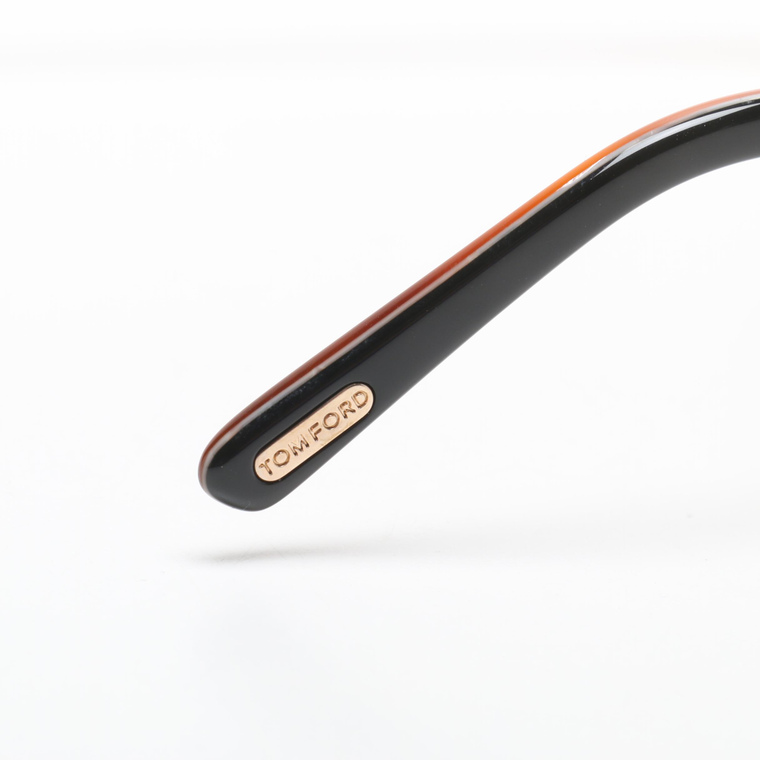 Tom Ford Black Horn-Rimmed TF5163 Eyeglasses with Case and Box, Made in Italy