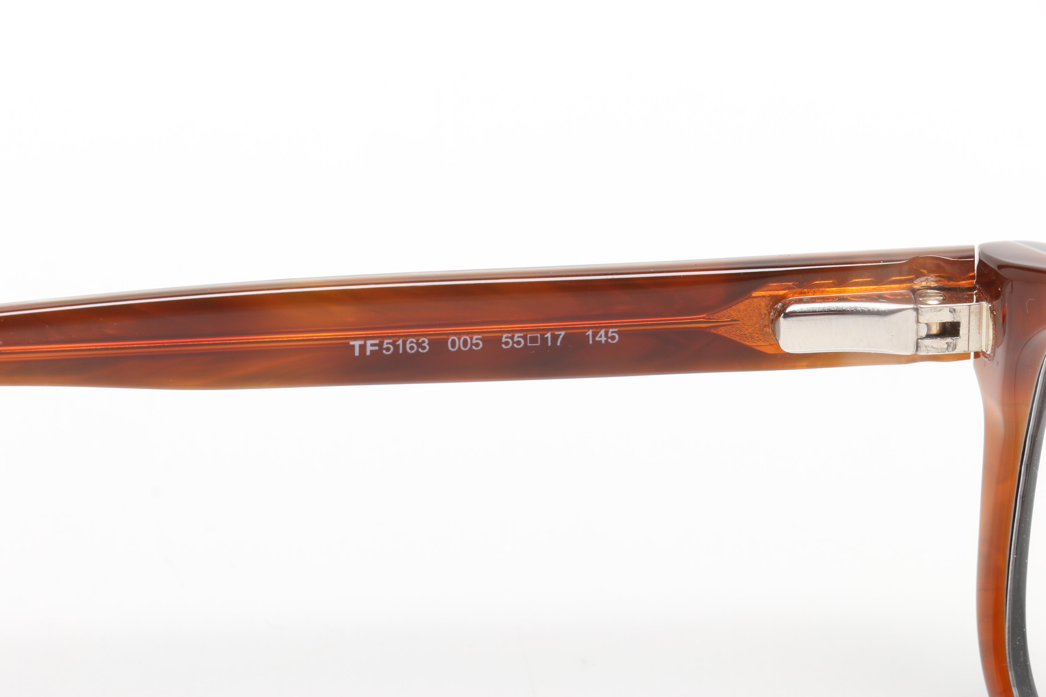 Tom Ford Black Horn-Rimmed TF5163 Eyeglasses with Case and Box, Made in Italy