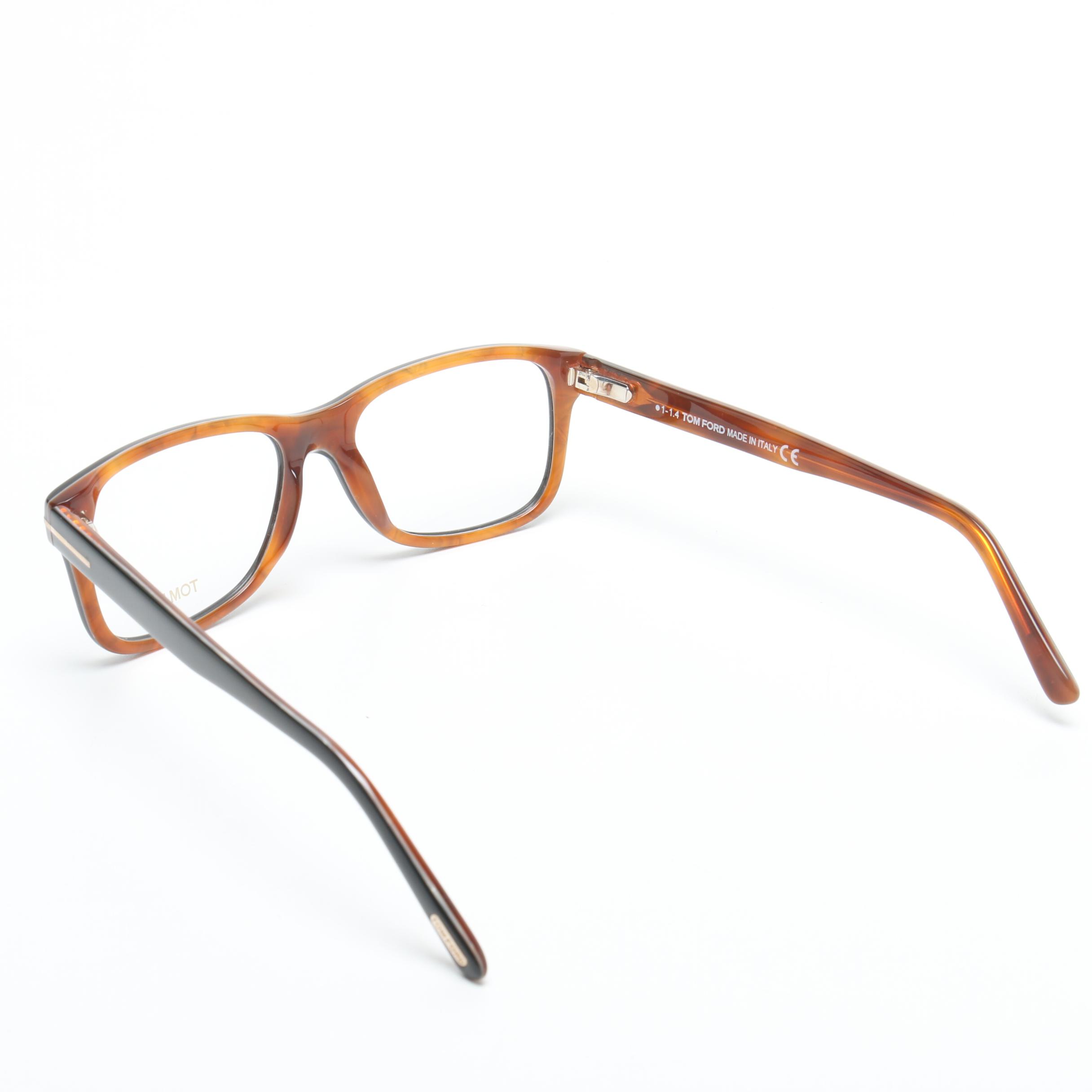 Tom Ford Black Horn-Rimmed TF5163 Eyeglasses with Case and Box, Made in Italy