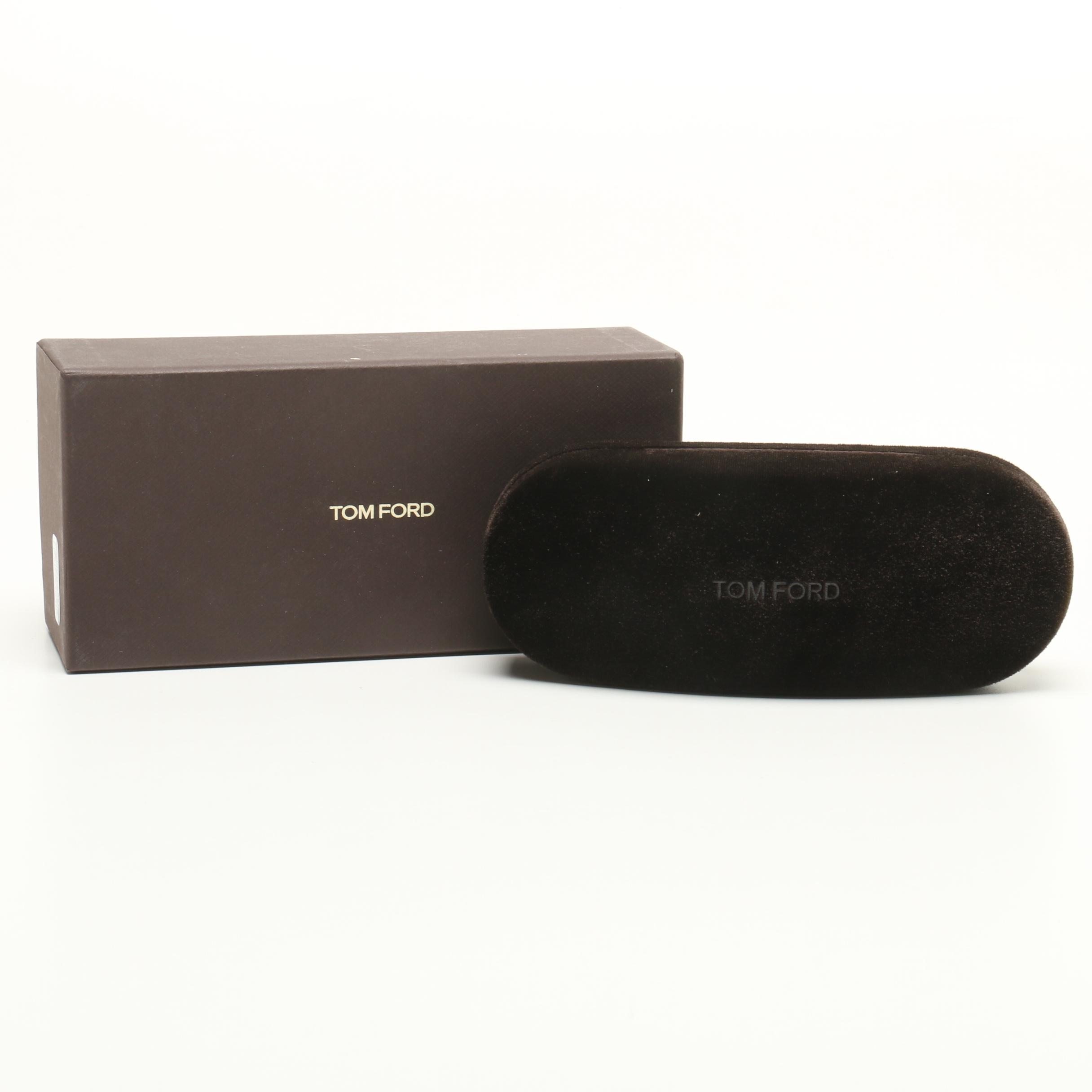Tom Ford Black Horn-Rimmed TF5163 Eyeglasses with Case and Box, Made in Italy