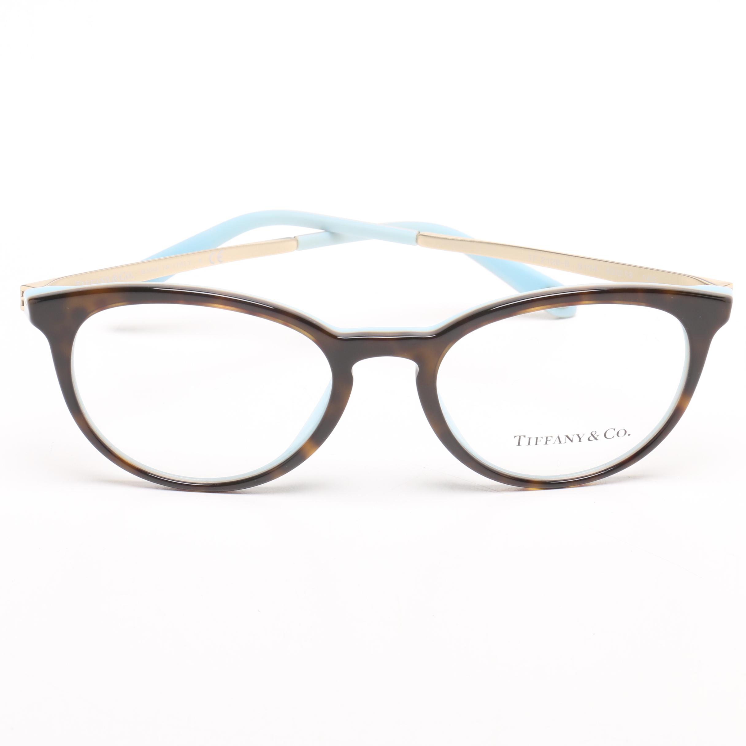 Tiffany & Co. TF2128-B Havana/Blue Eyeglasses with Case, Made in Italy