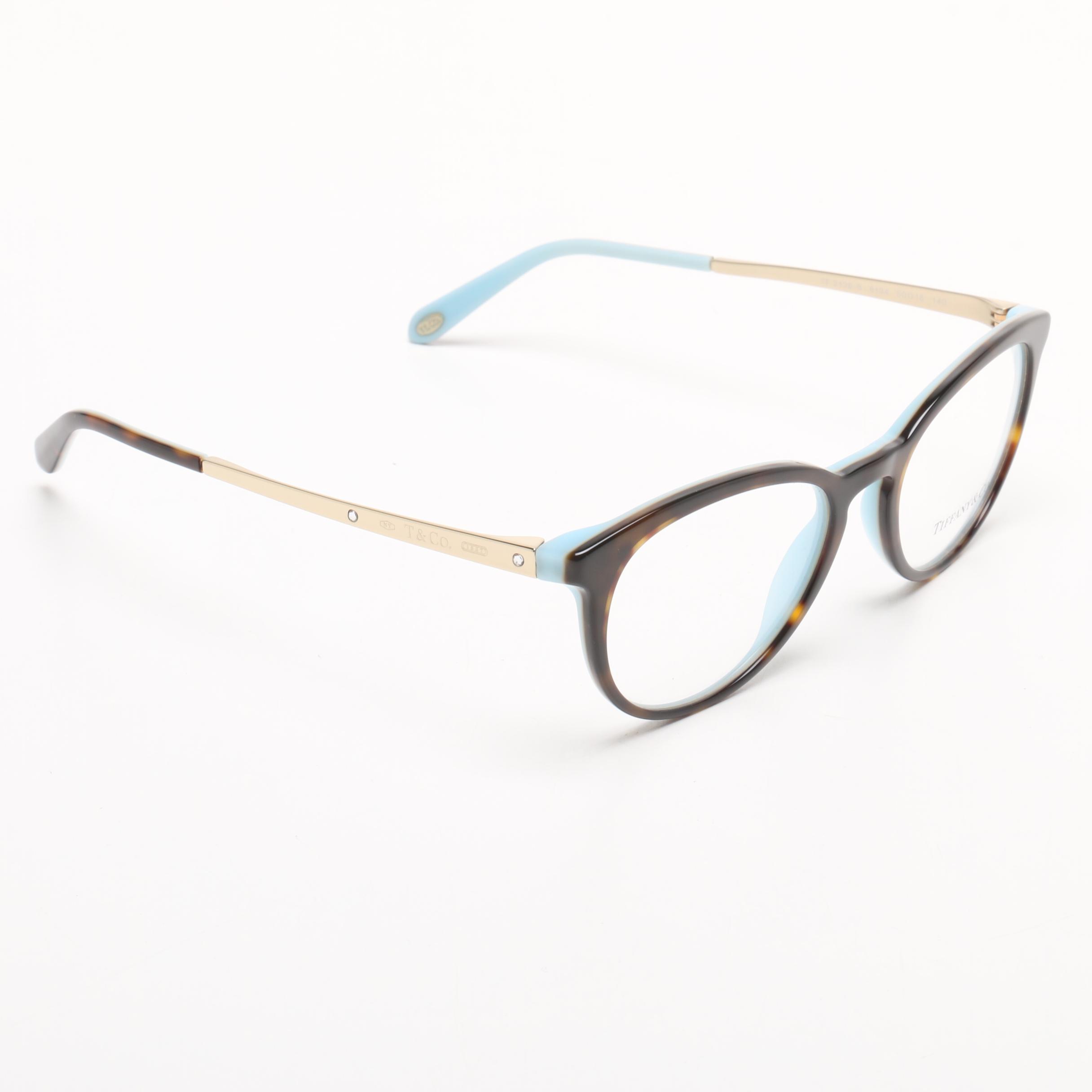 Tiffany & Co. TF2128-B Havana/Blue Eyeglasses with Case, Made in Italy