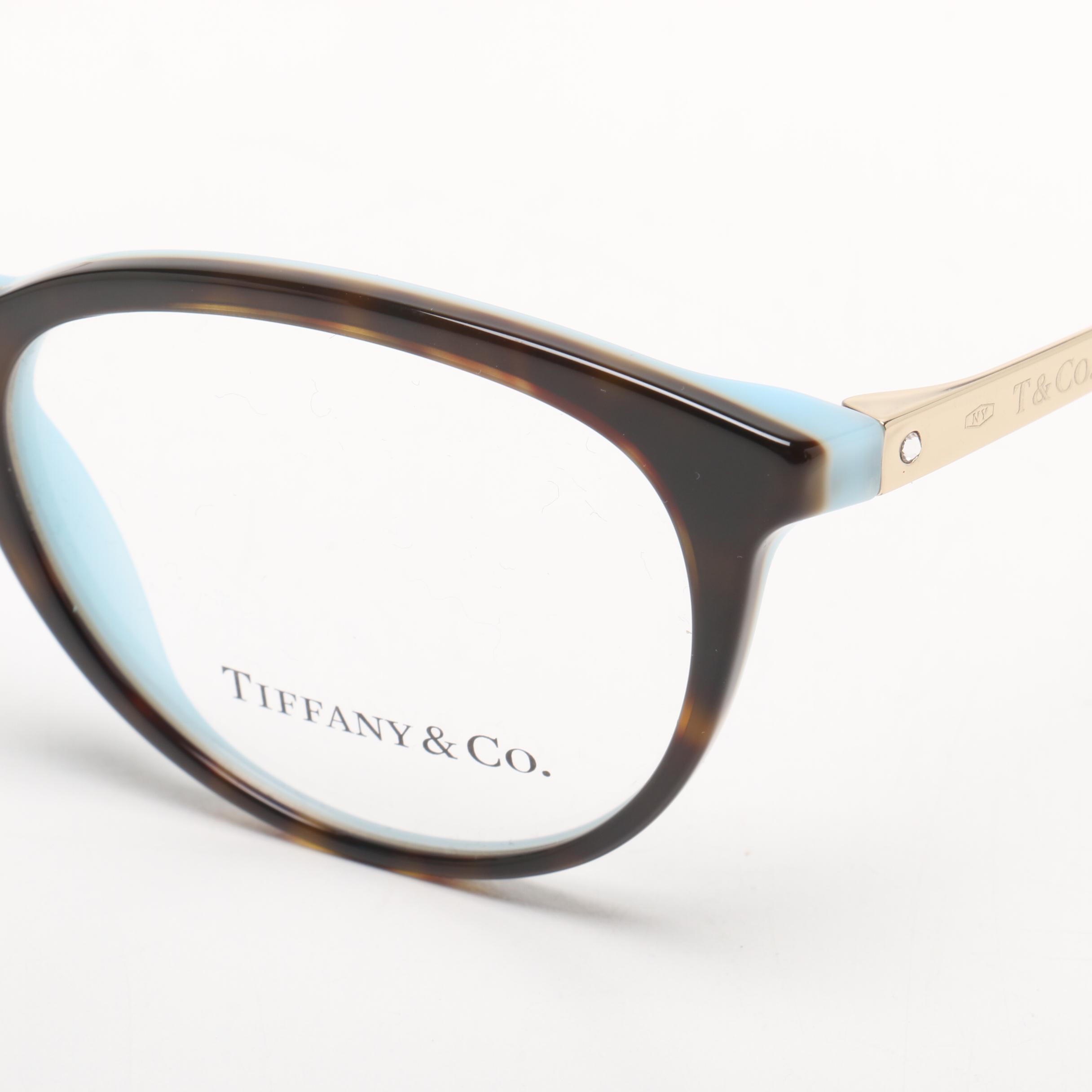 Tiffany & Co. TF2128-B Havana/Blue Eyeglasses with Case, Made in Italy