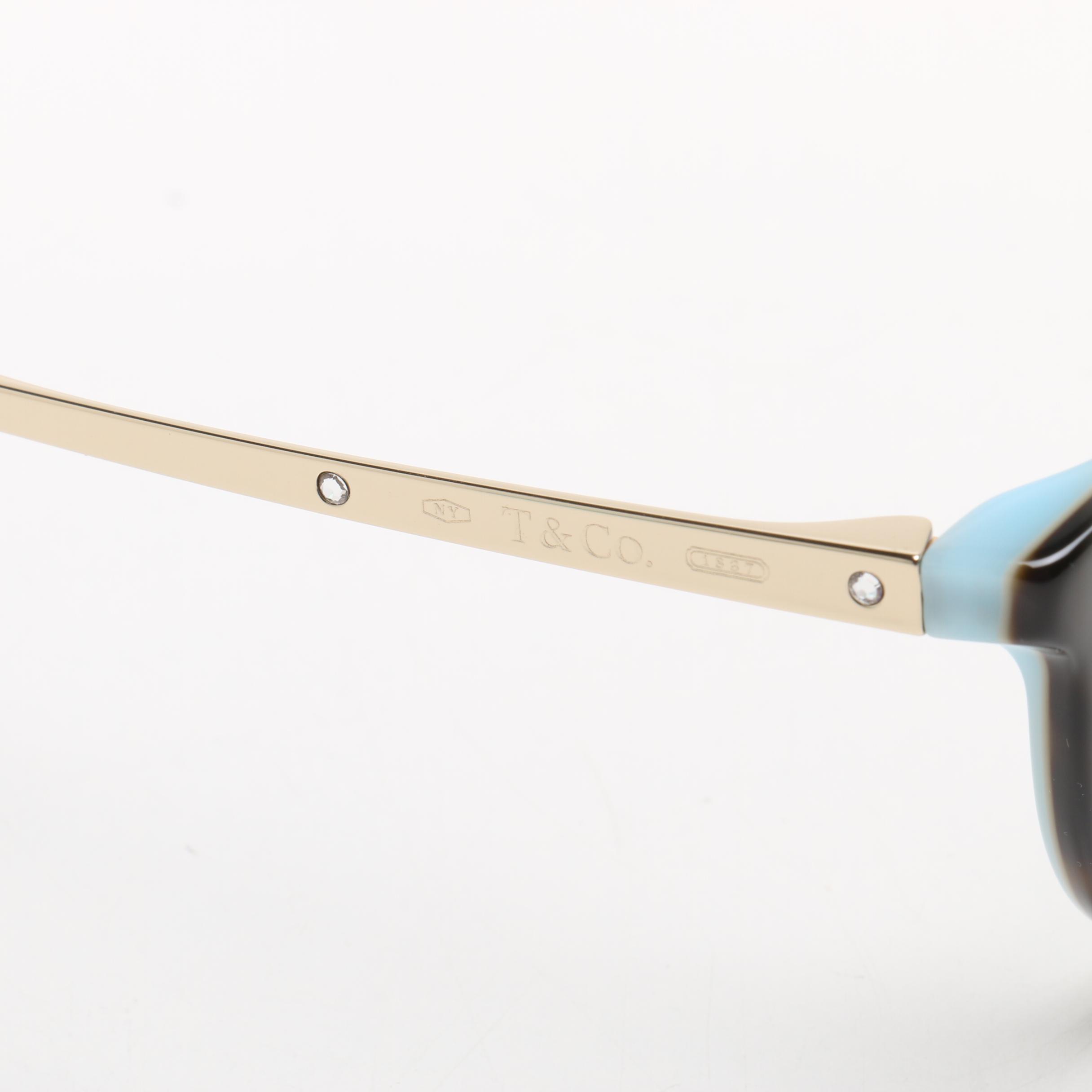 Tiffany & Co. TF2128-B Havana/Blue Eyeglasses with Case, Made in Italy