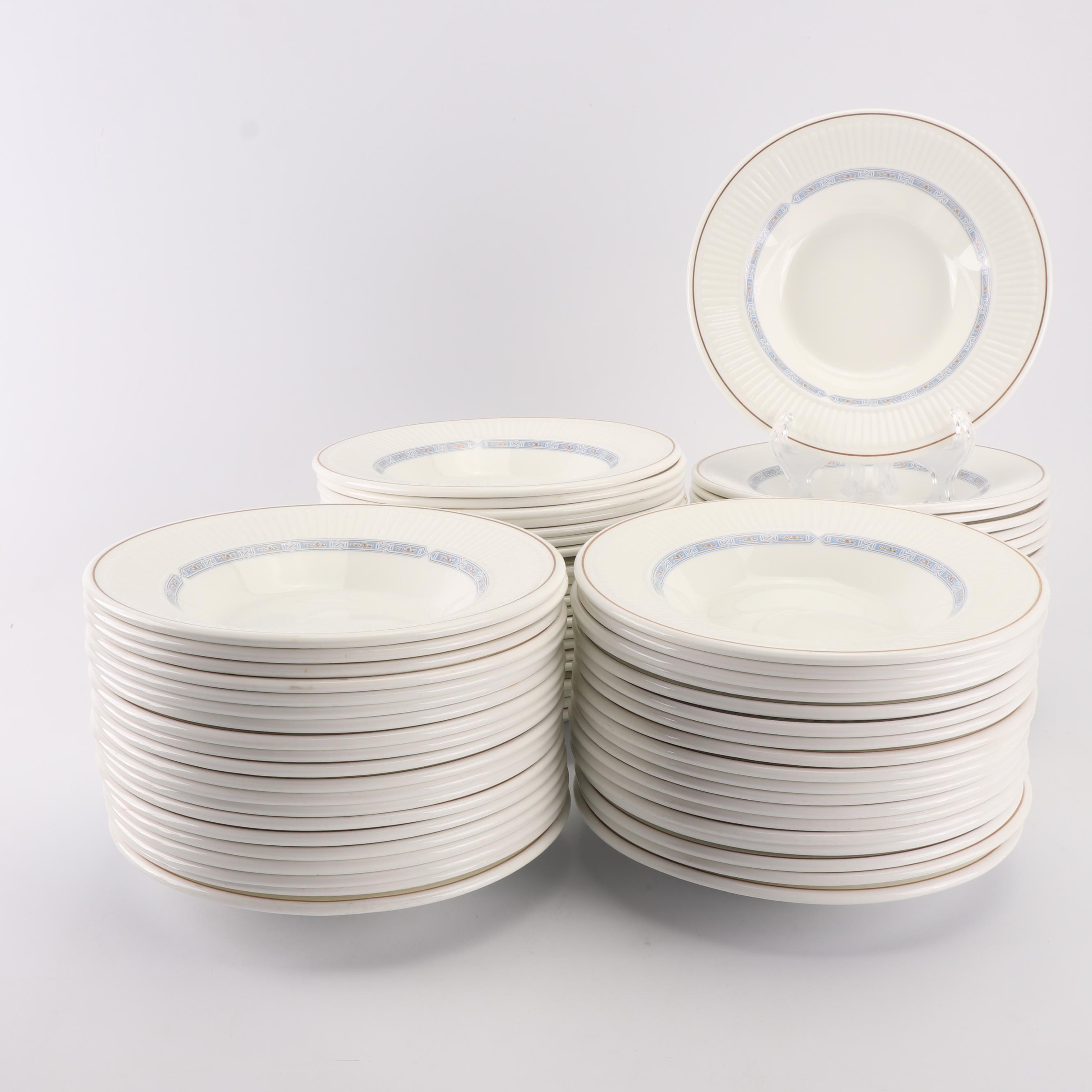 Wedgwood "Insignia" Eighty-Piece Metallised Bone China Soup Bowl Set
