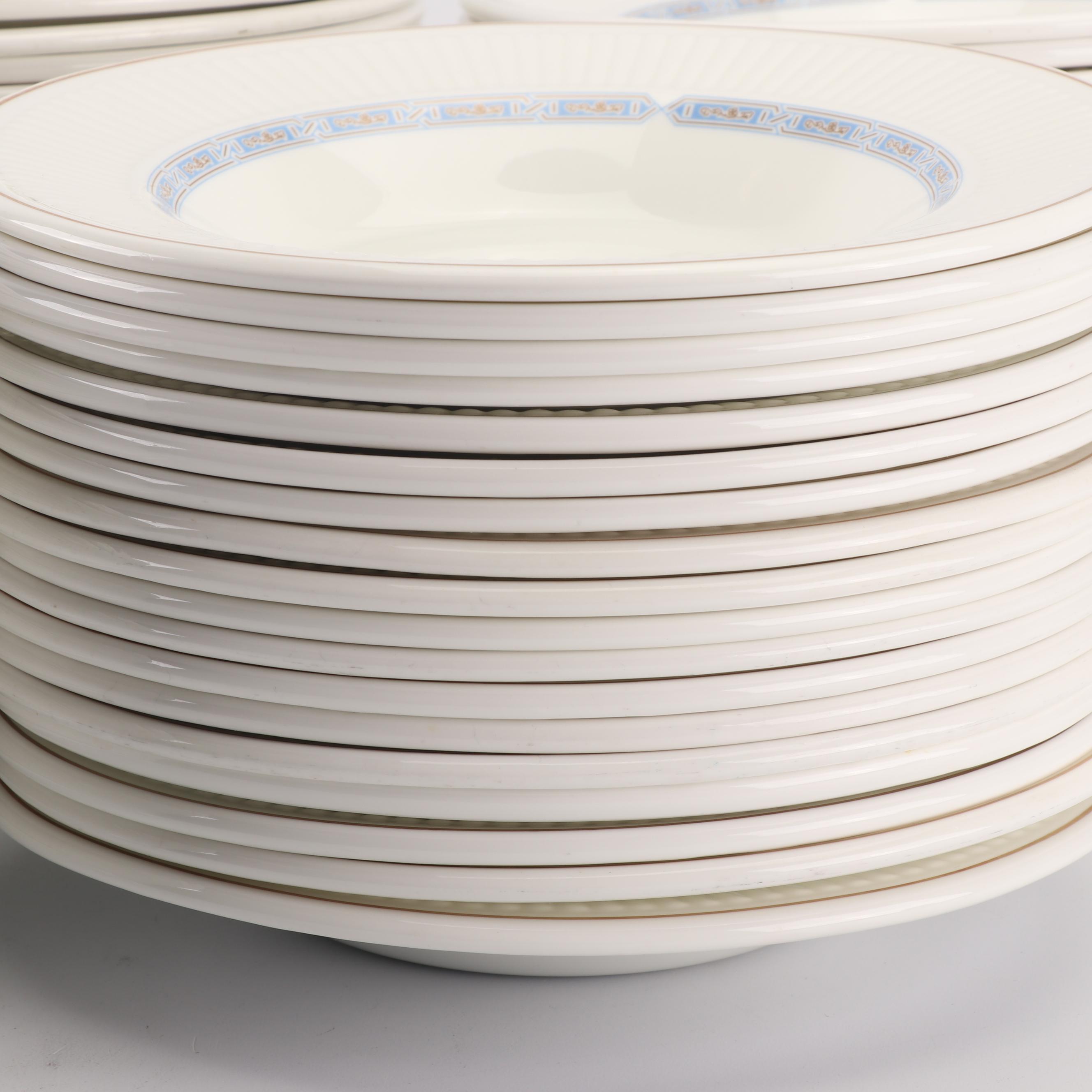 Wedgwood "Insignia" Eighty-Piece Metallised Bone China Soup Bowl Set