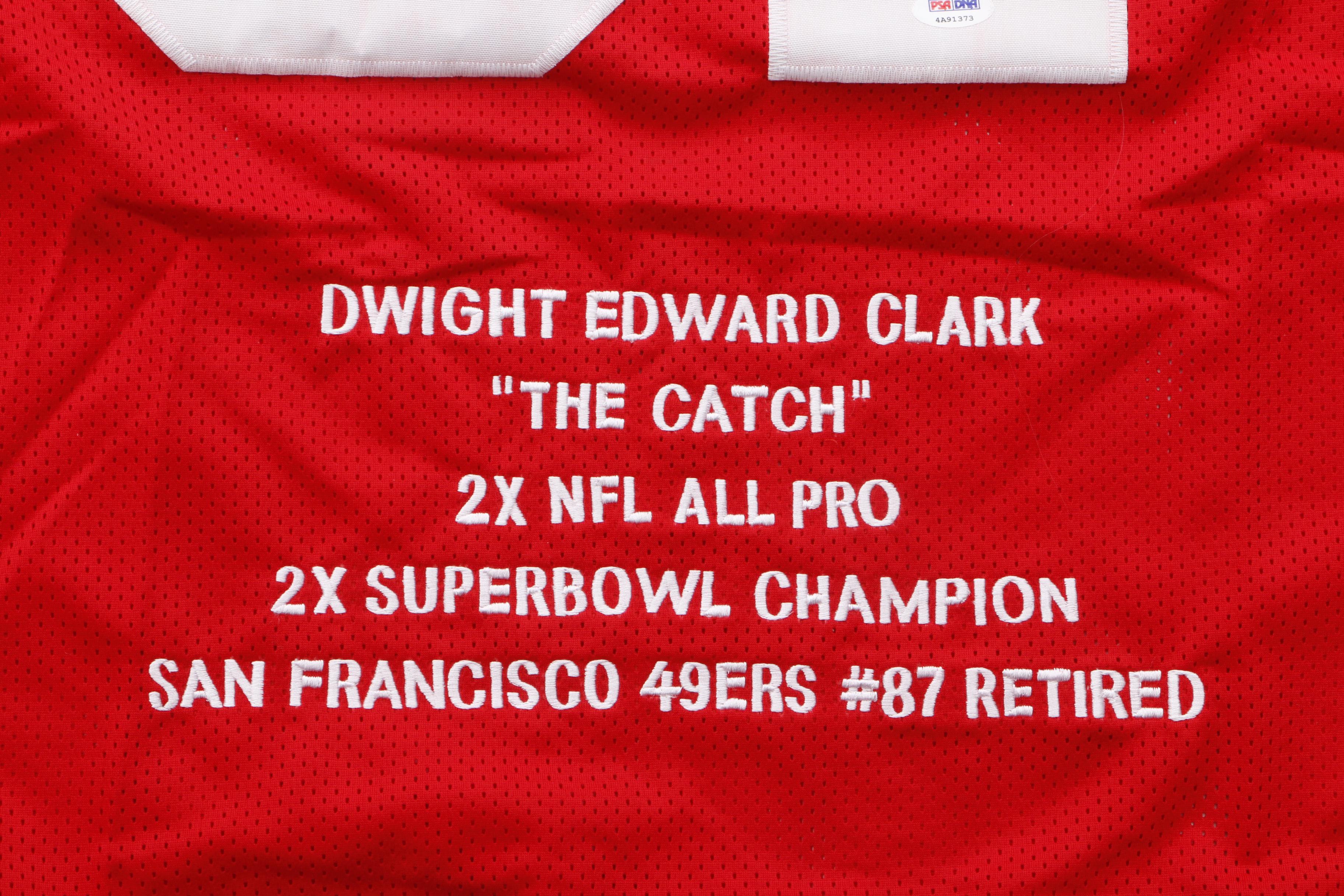 Dwight Clark Signed "Statistics" 49ers Jersey  COA