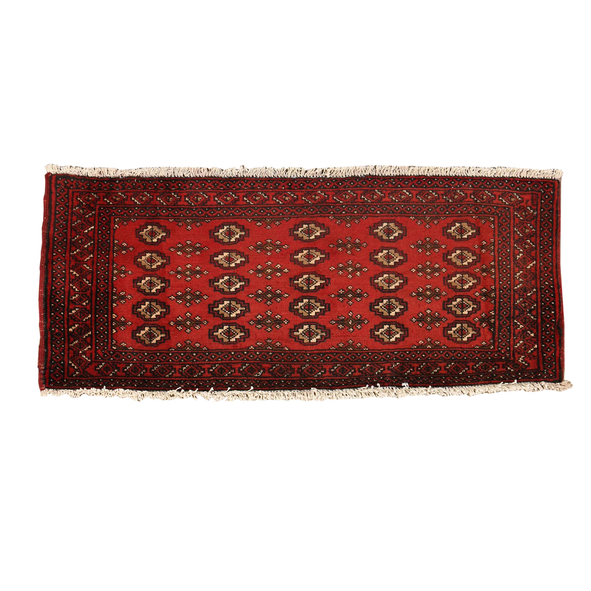 Hand-Knotted Persian Bokhara Wool Rug