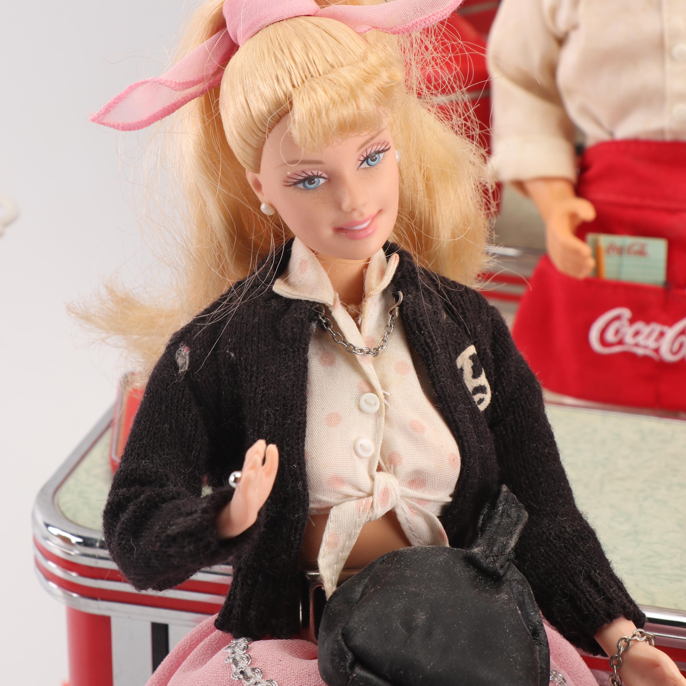 Mattel Coca-Cola Edition Barbie and Ken Dolls with Diner scene and Accessories