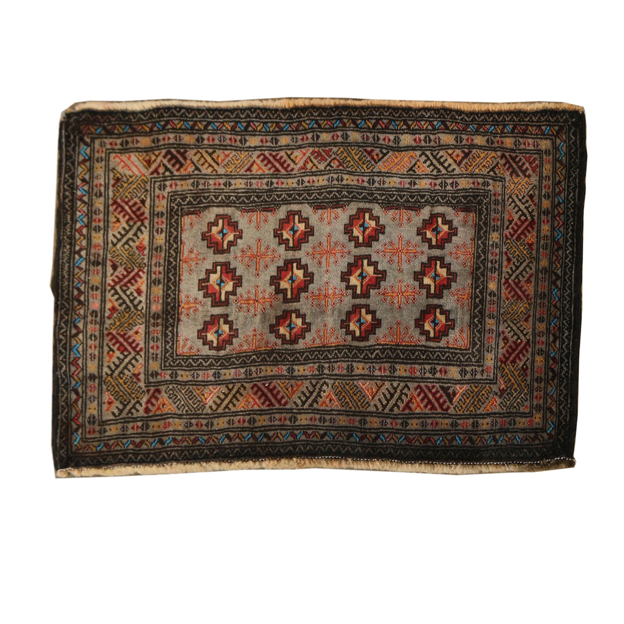 Hand-Knotted Turkoman Bokhara Wool Rug
