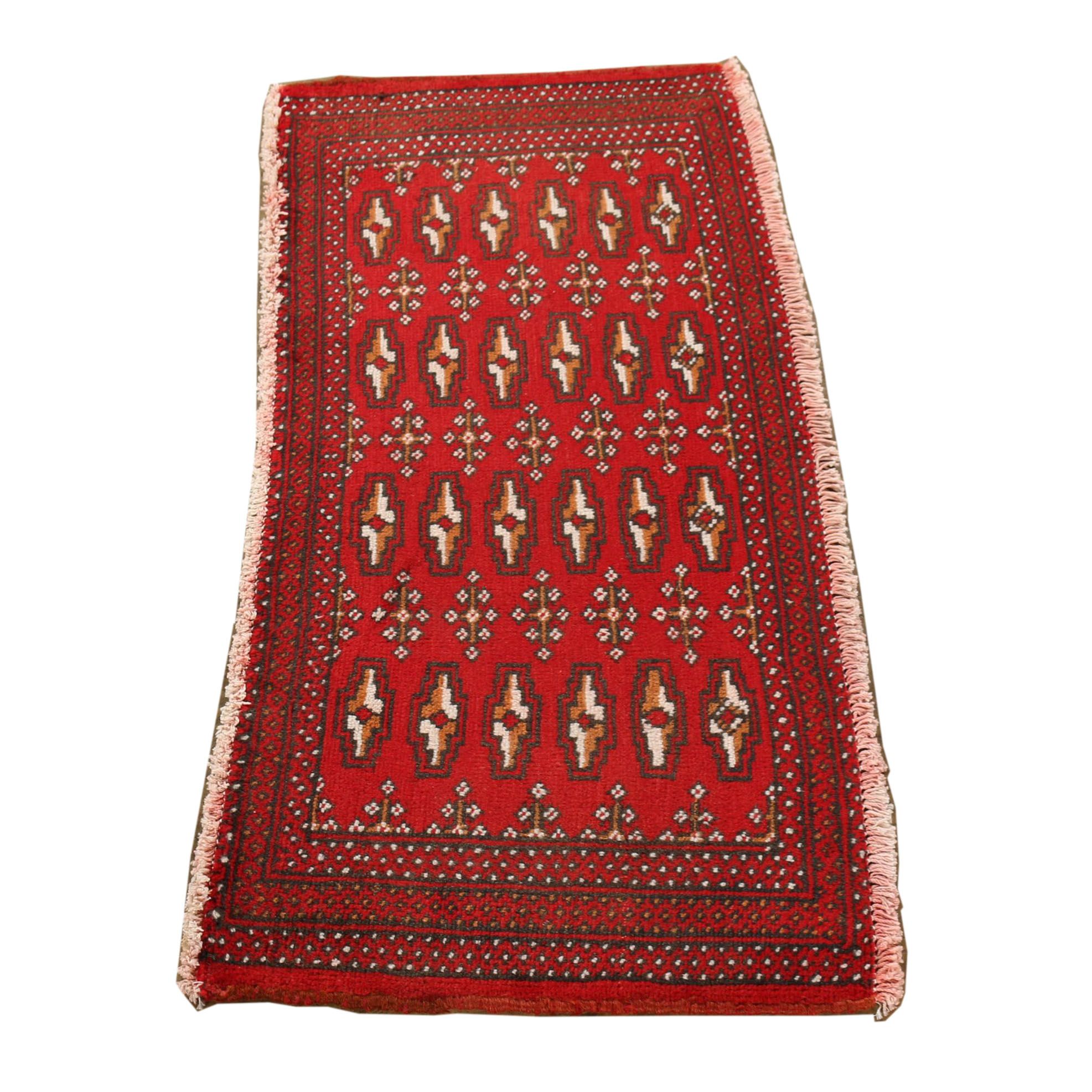 Hand-Knotted Persian Bokhara Wool Rug