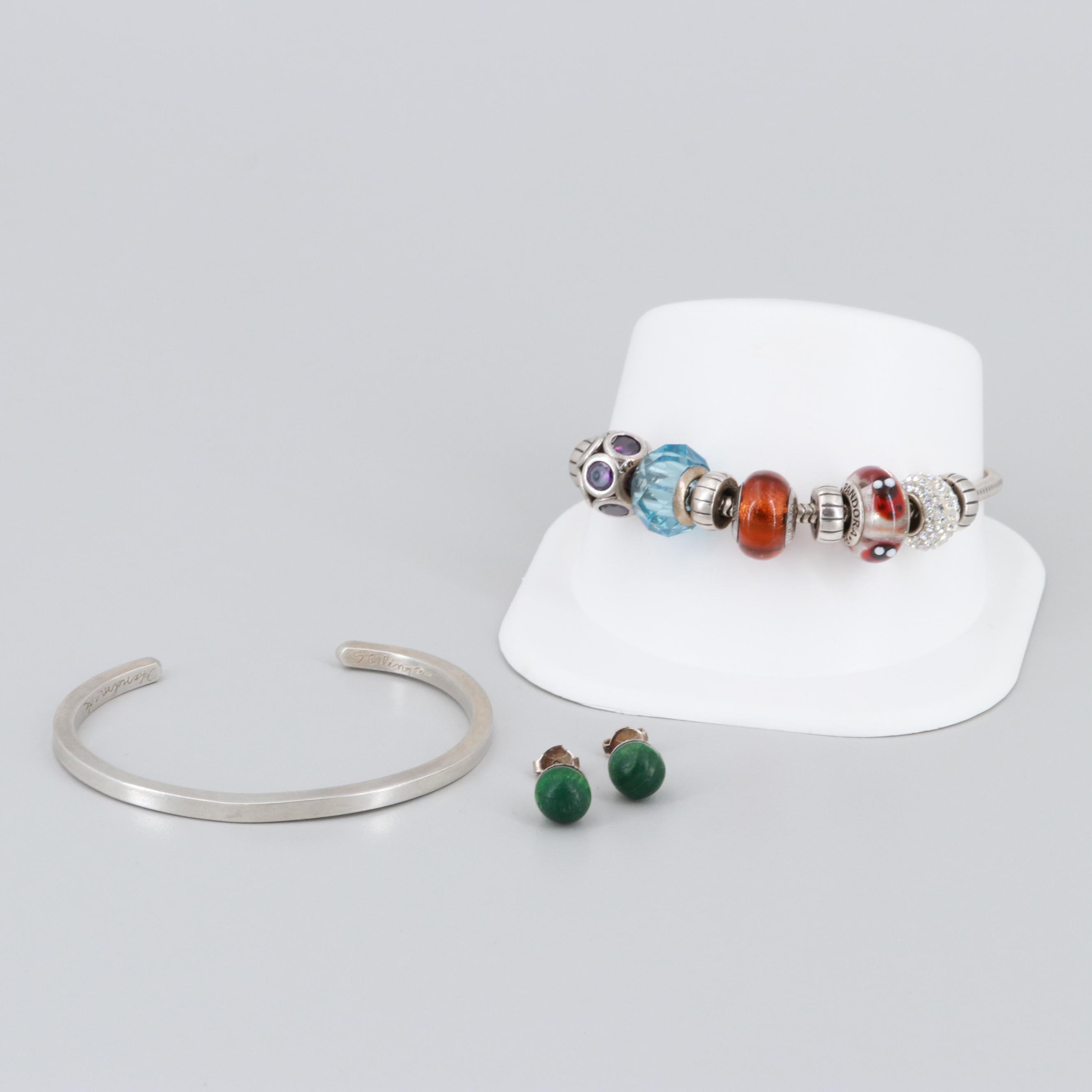 Sterling Silver Glass Costume Jewelry With Pandora Charms