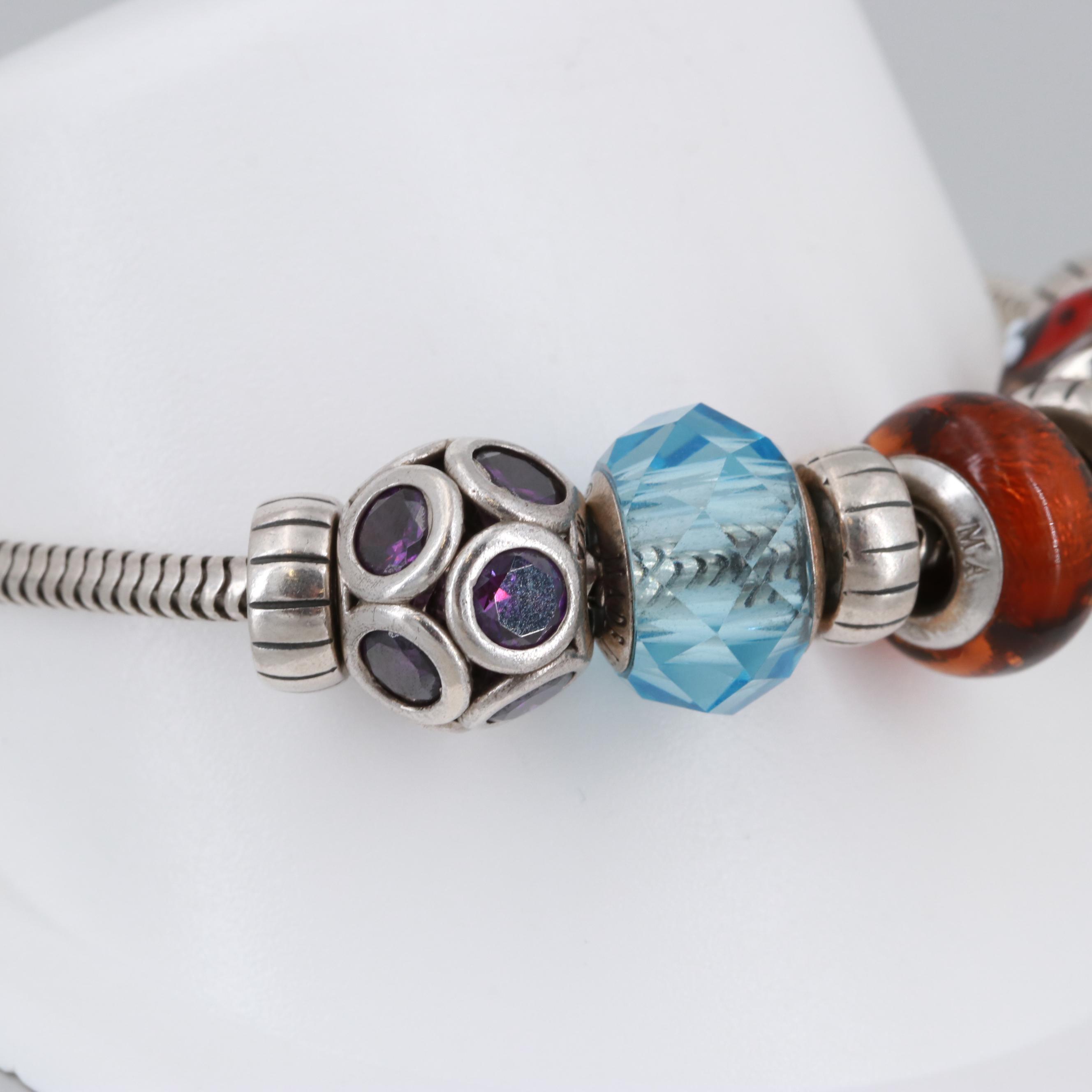 Sterling Silver Glass Costume Jewelry With Pandora Charms