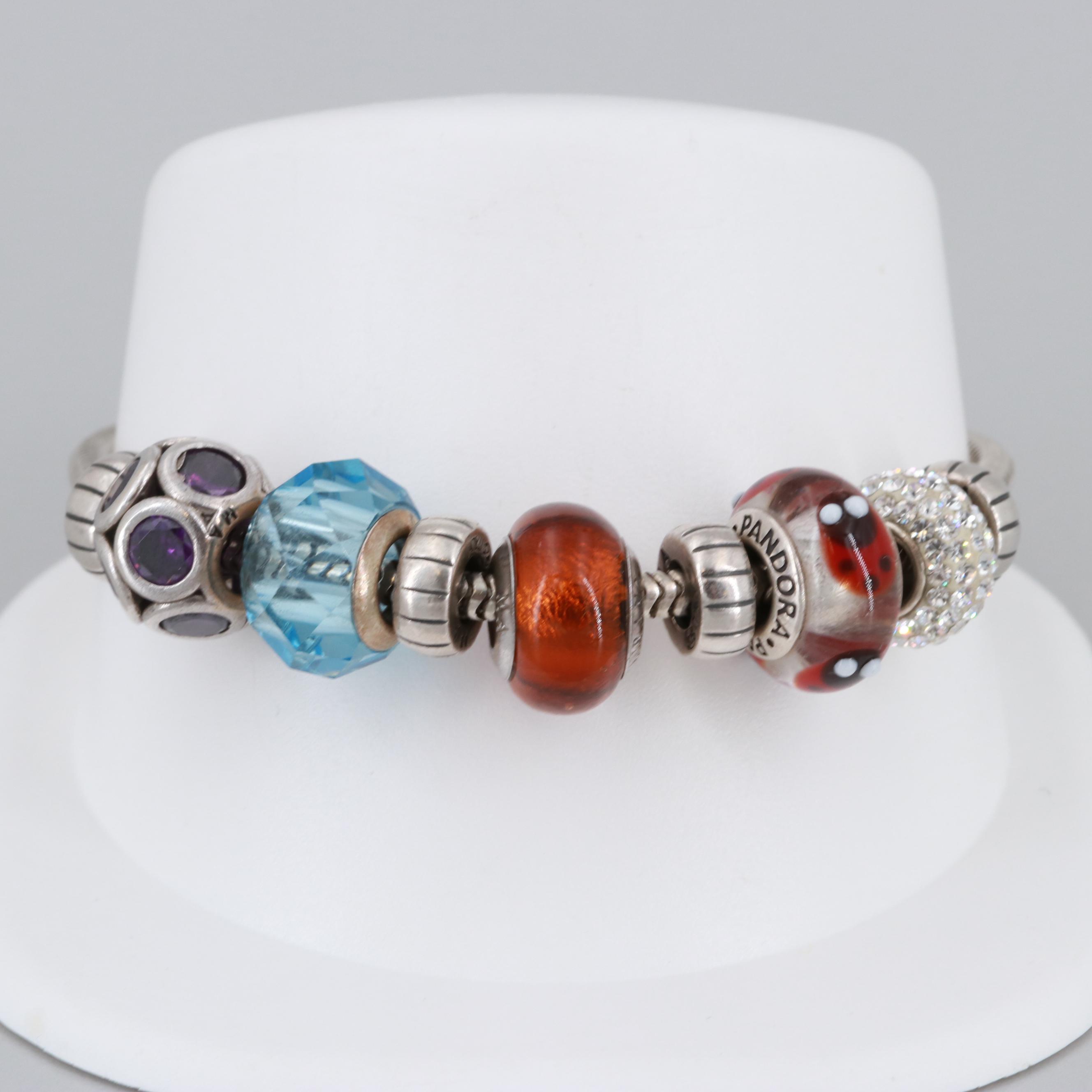 Sterling Silver Glass Costume Jewelry With Pandora Charms