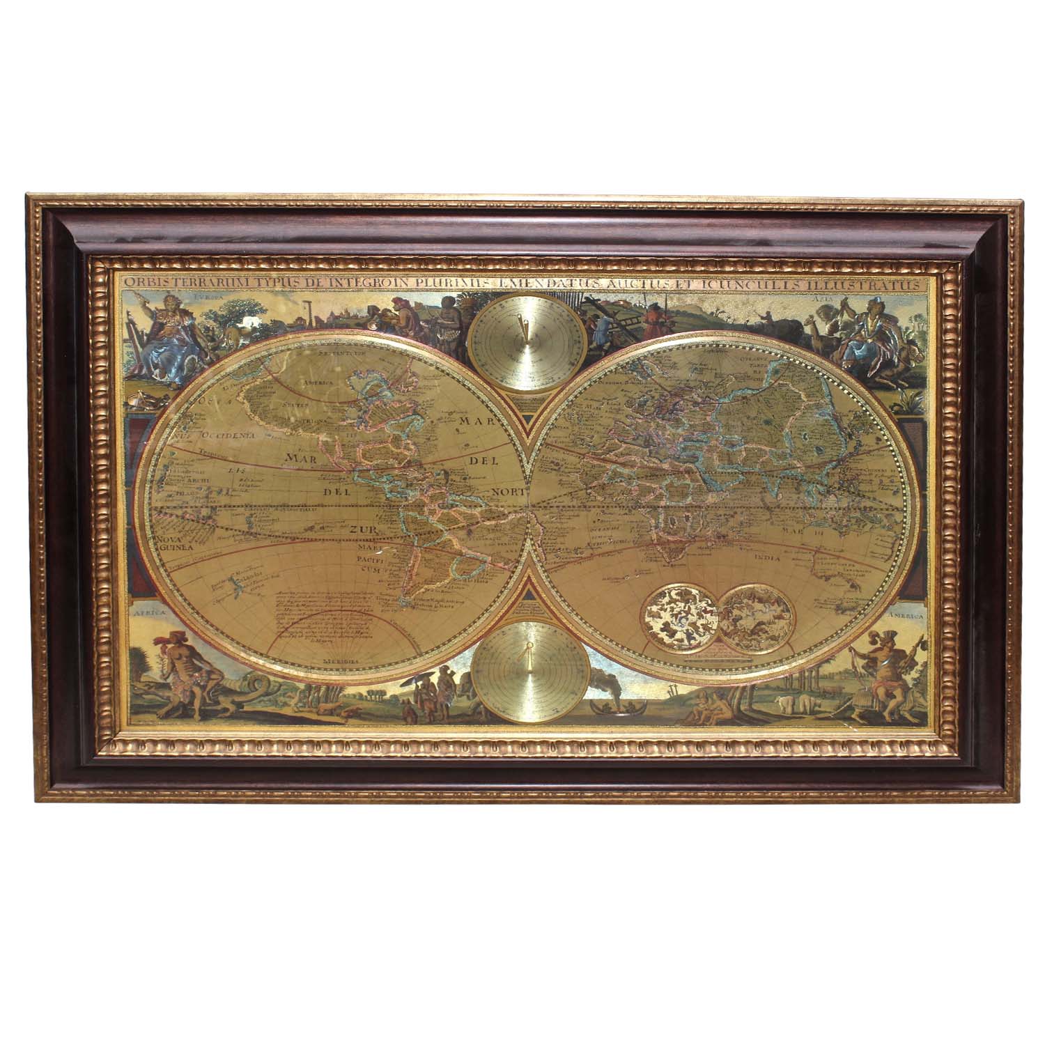 Embellished Giclée After Nicolas Visscher 17th Century World Map