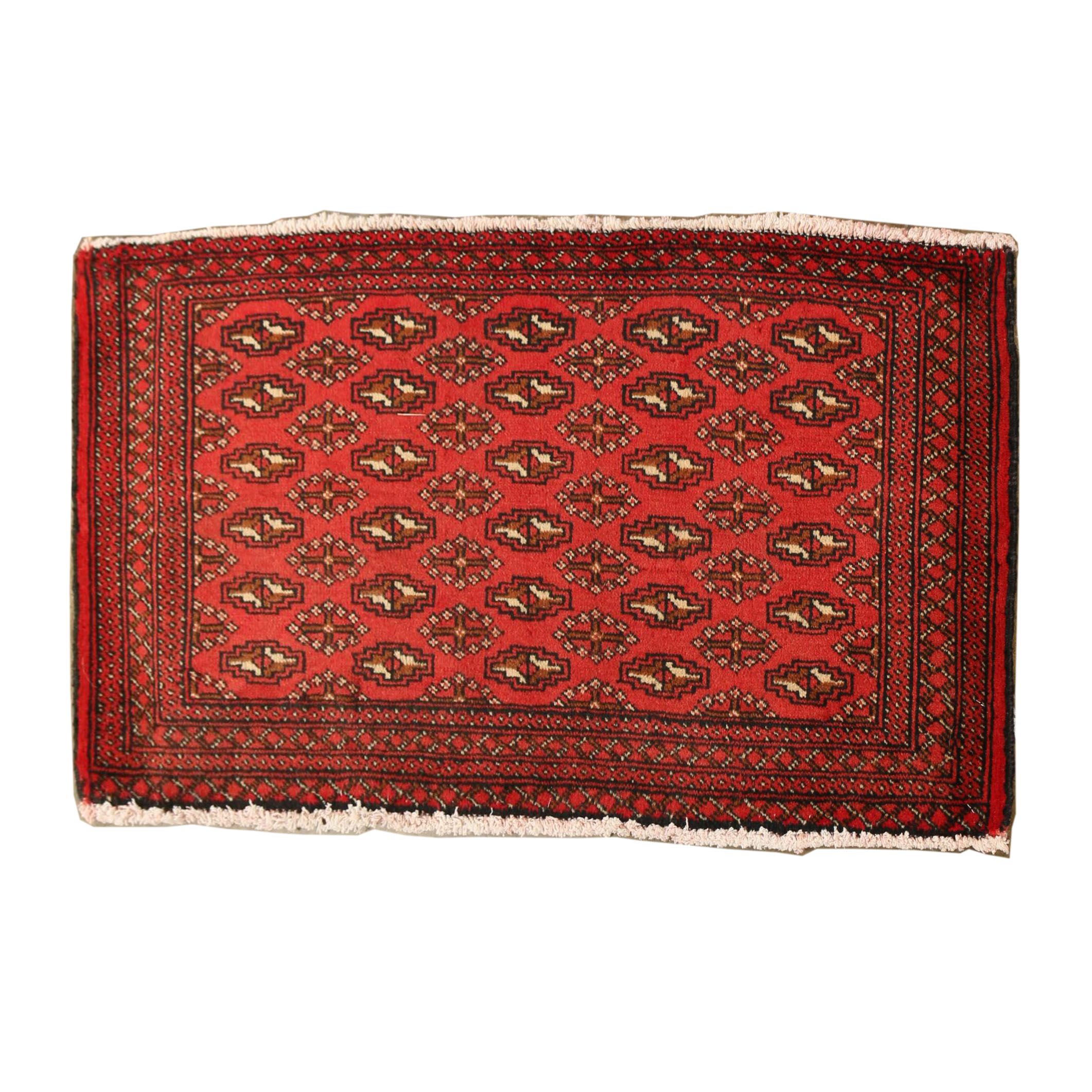 Hand- Knotted Persian Bokhara Wool Accent Rug