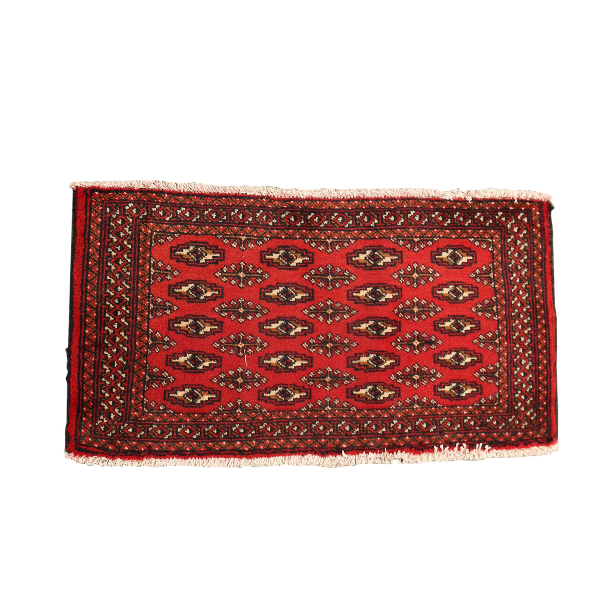 Hand-Knotted Persian Bokhara Wool Rug