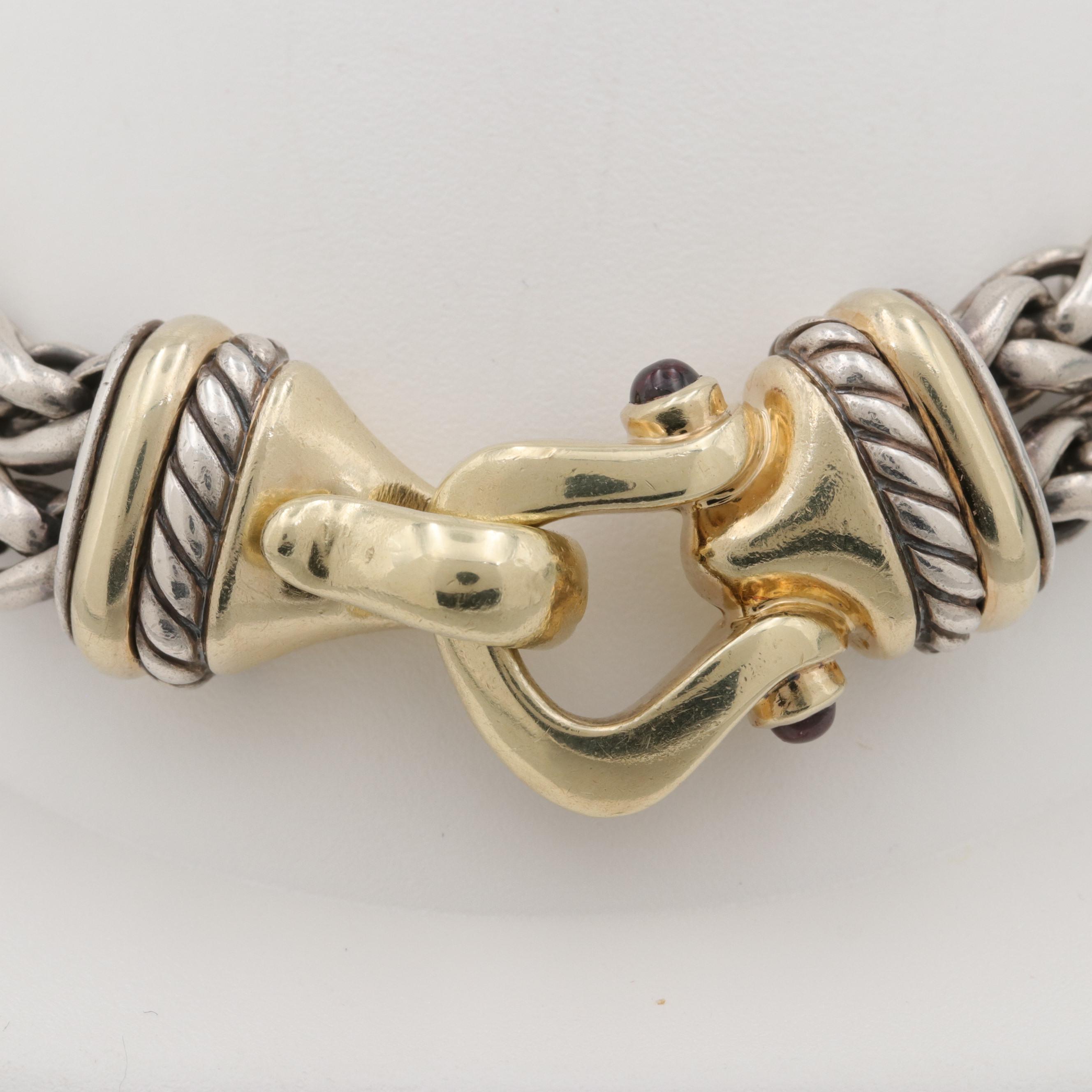 David Yurman Sterling Silver Double Wheat Bracelet with 14K Yellow Gold Accents