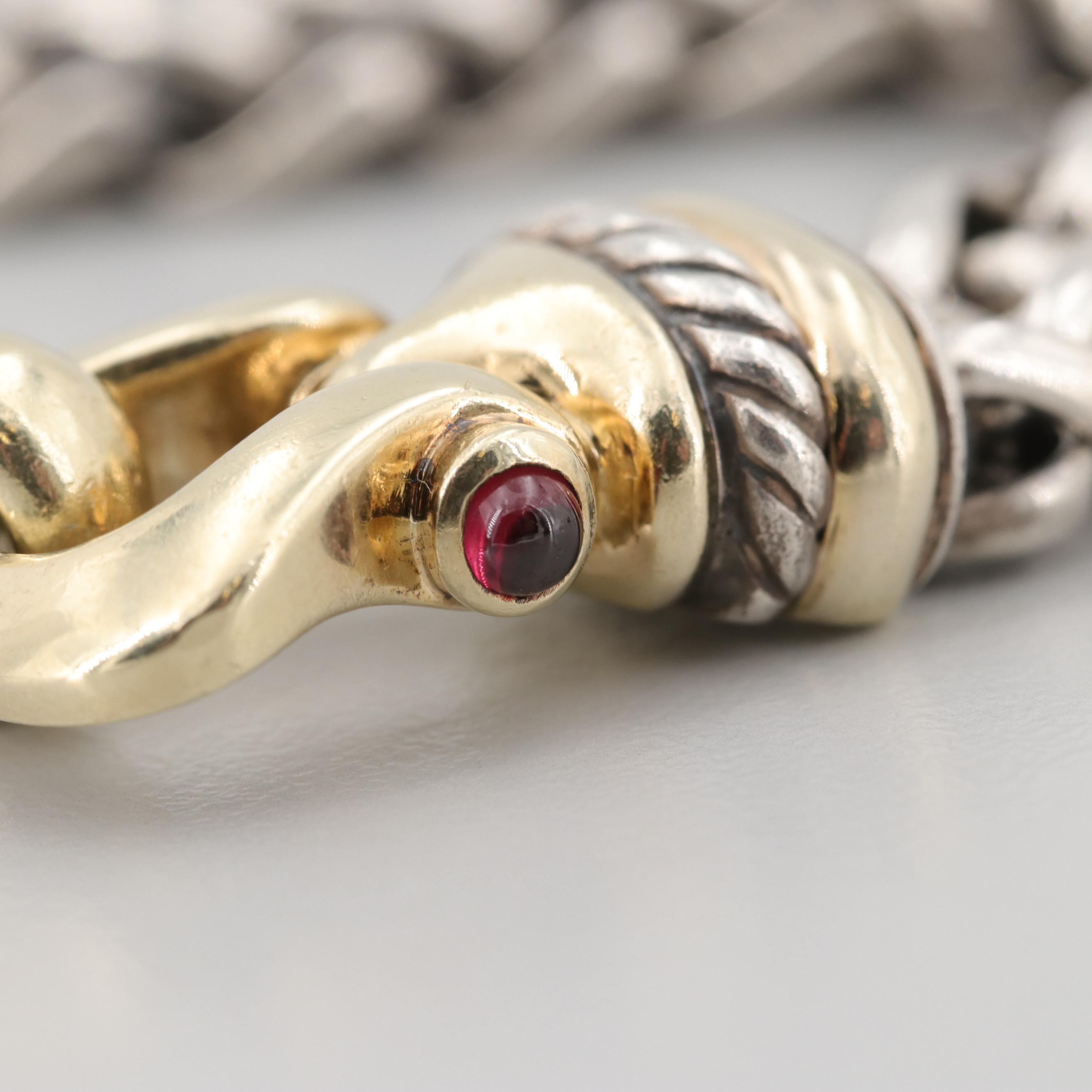 David Yurman Sterling Silver Double Wheat Bracelet with 14K Yellow Gold Accents