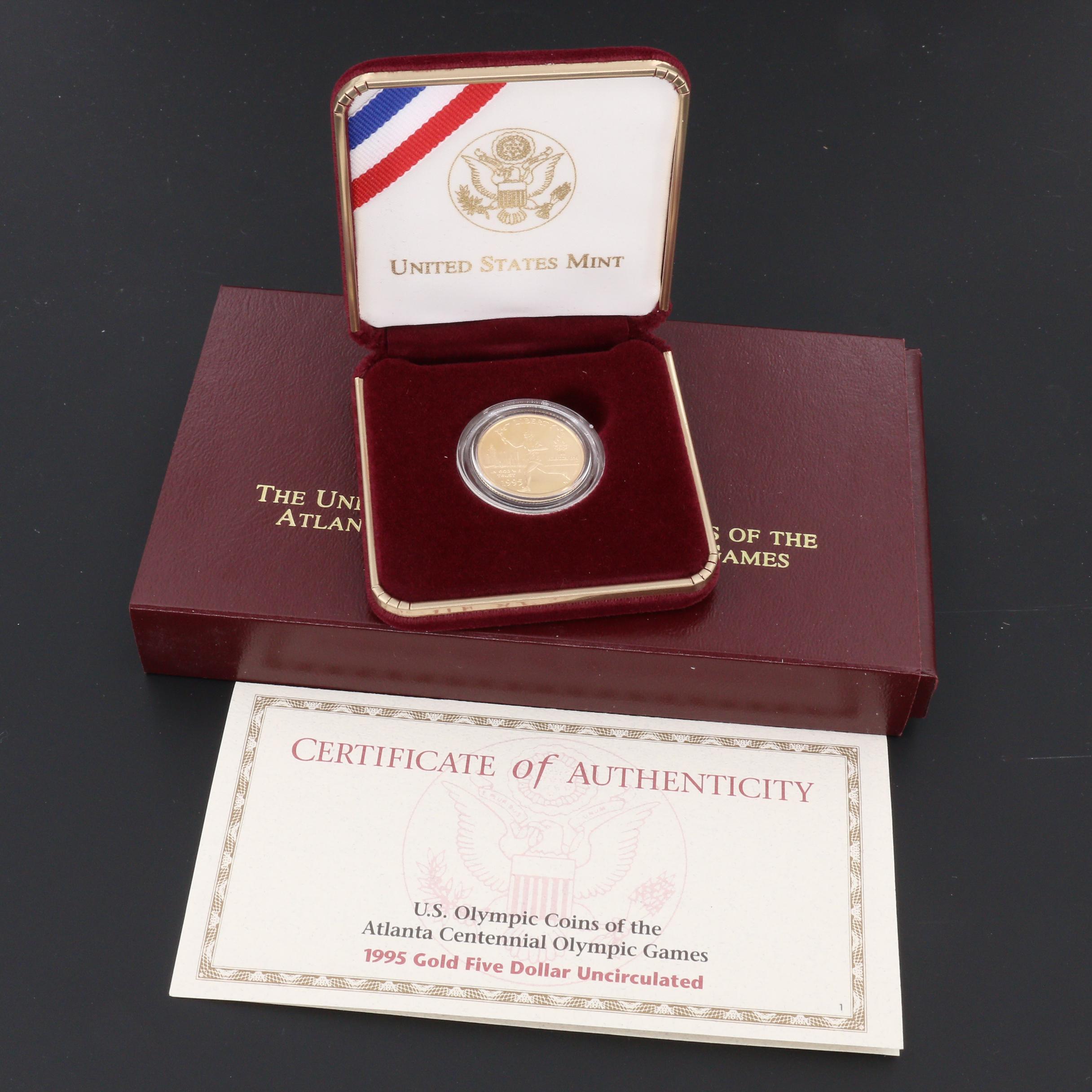 1995-W U.S. Olympiad Torch Runner Gold $5 Uncirculated Coin