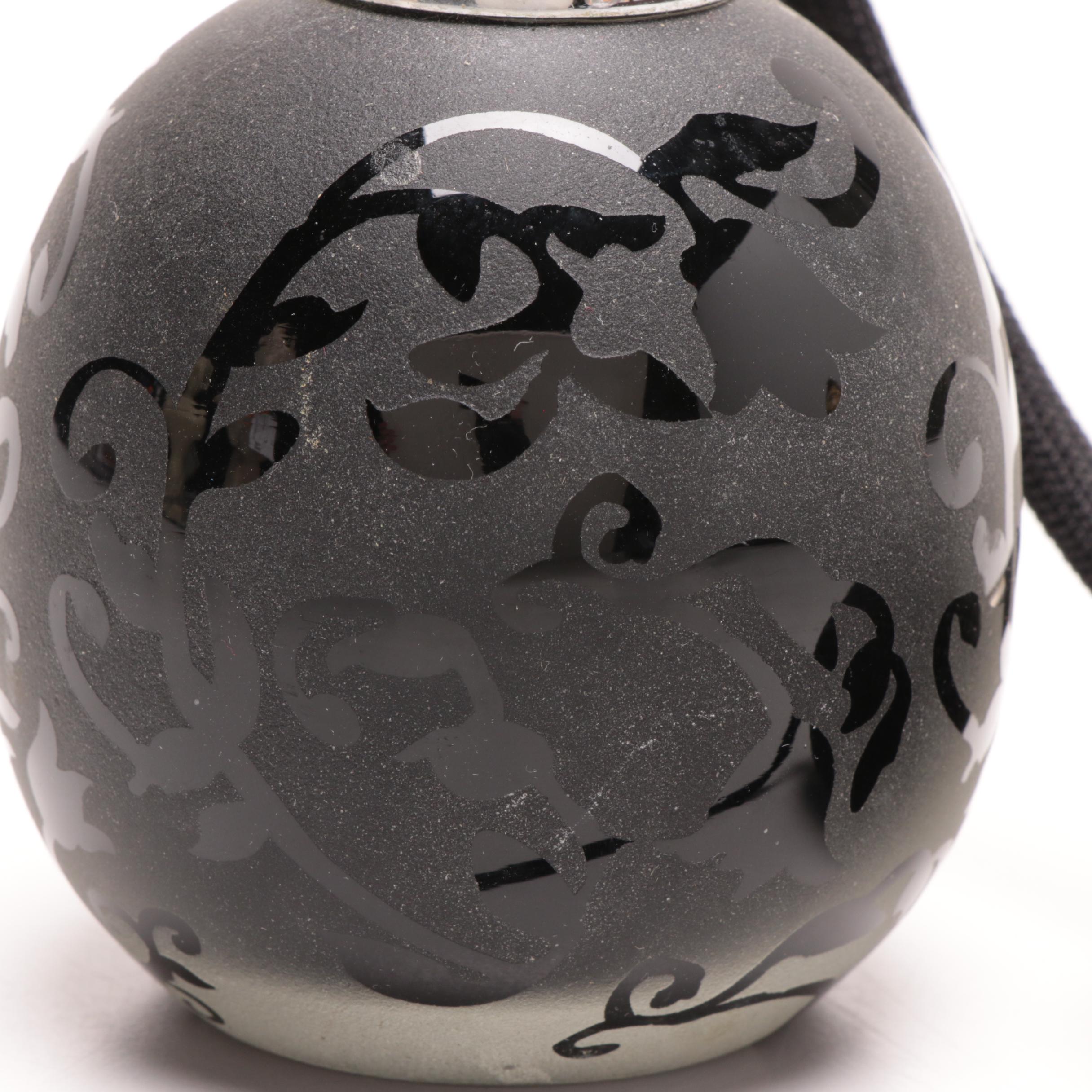 Vintage Black Glass Perfume Bottle and Atomizer