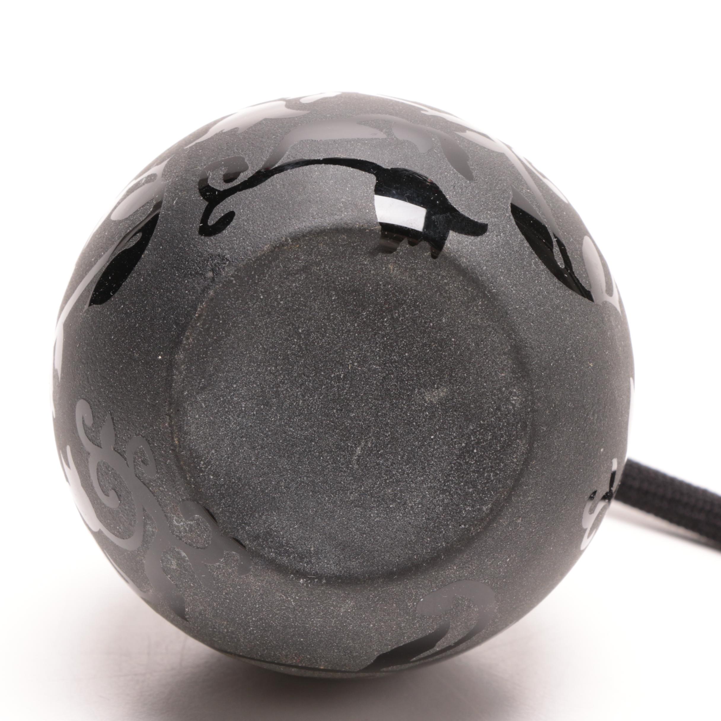 Vintage Black Glass Perfume Bottle and Atomizer