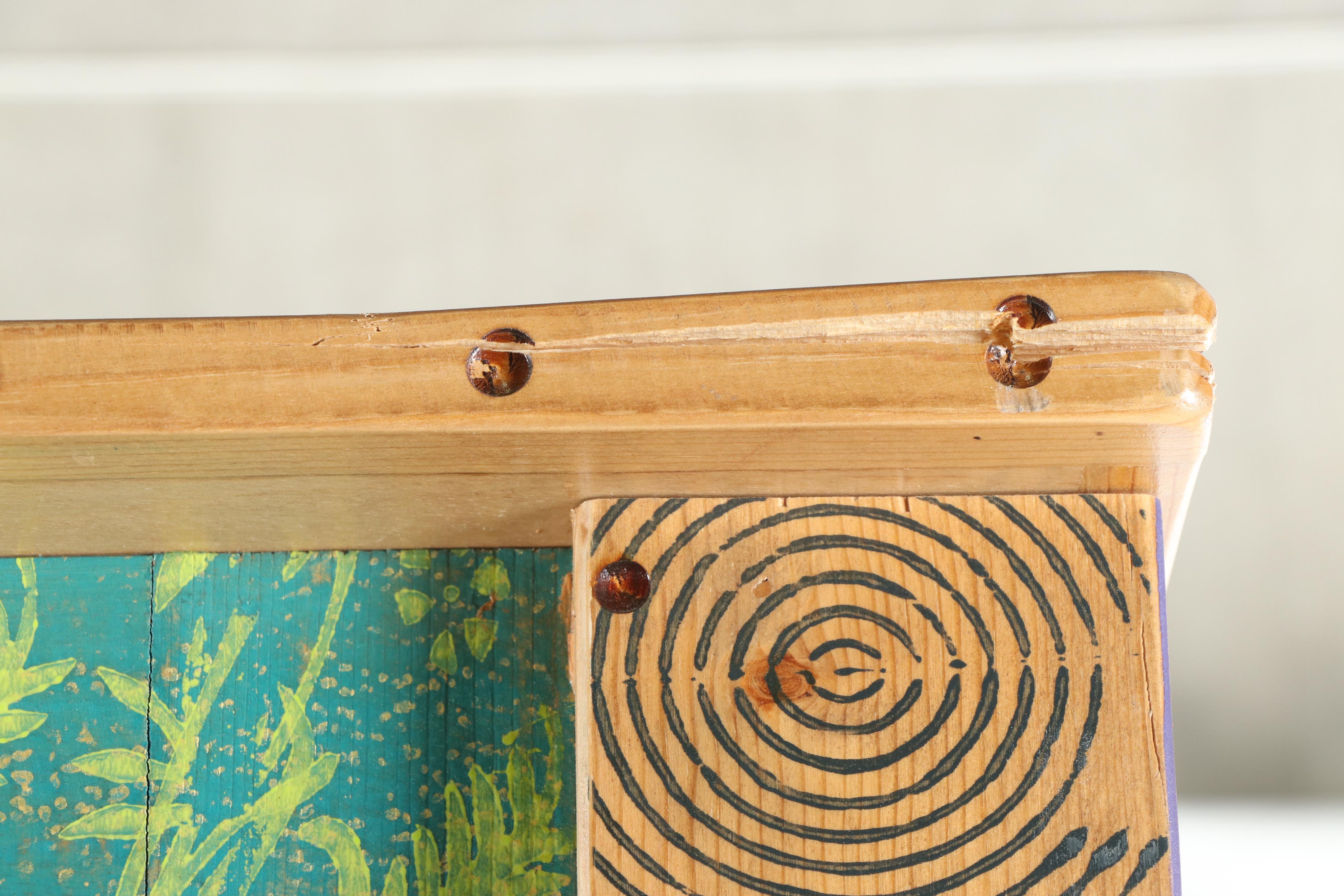 Hand-Painted Wood Armoire by Shoestring Creations, 21st Century