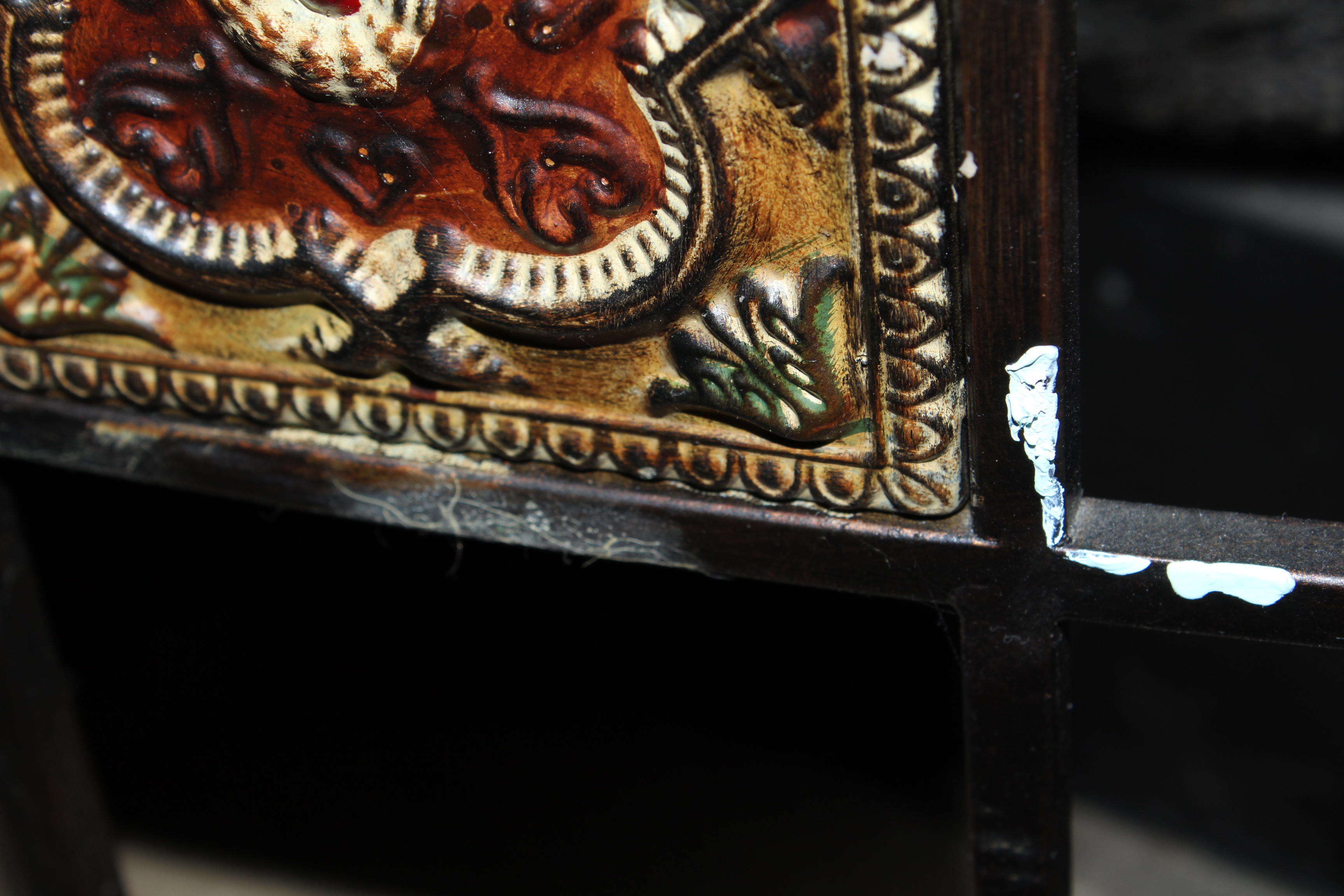 Italianate Metal Fireplace Screen, Iron Tool Set and Horse Carving