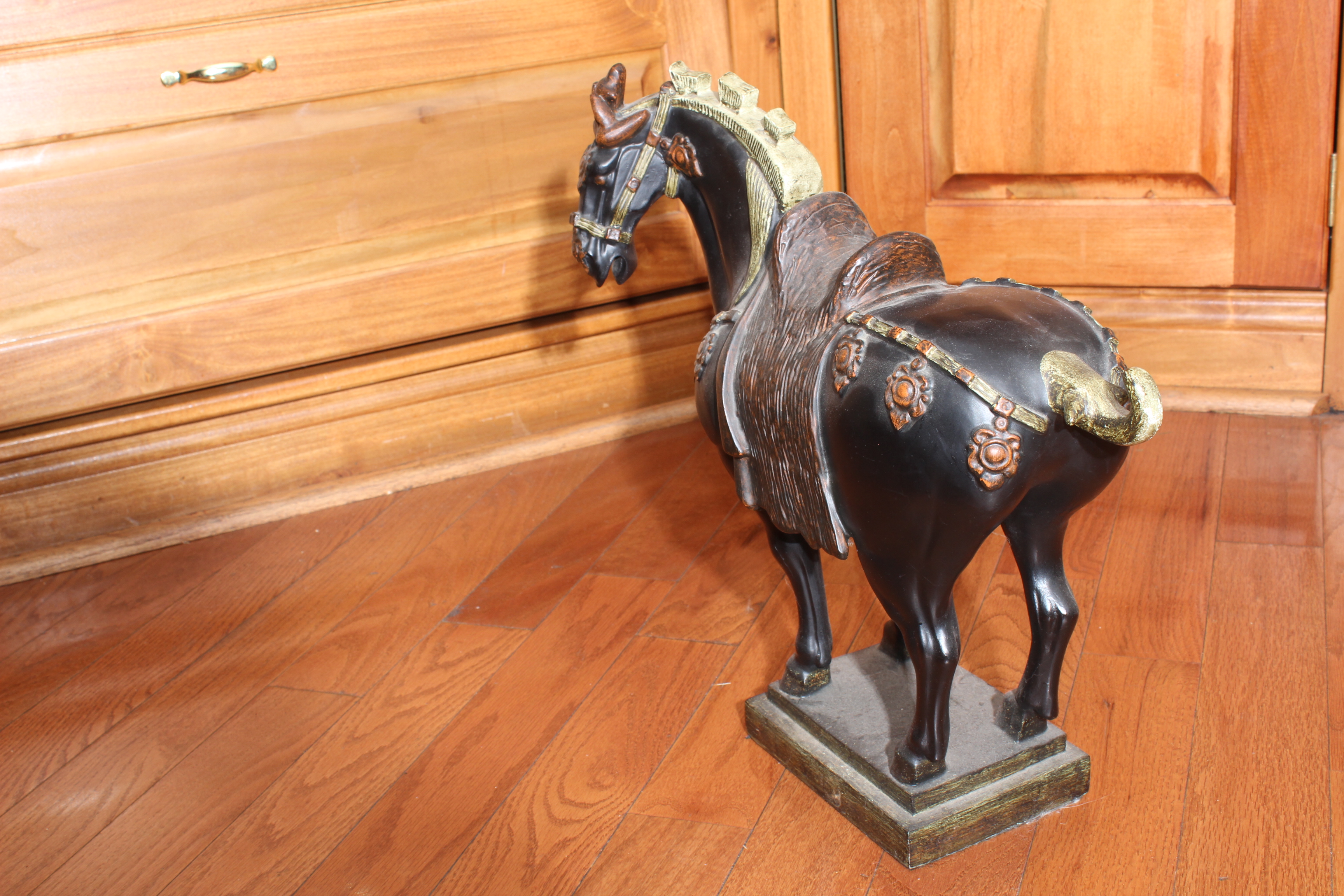 Italianate Metal Fireplace Screen, Iron Tool Set and Horse Carving