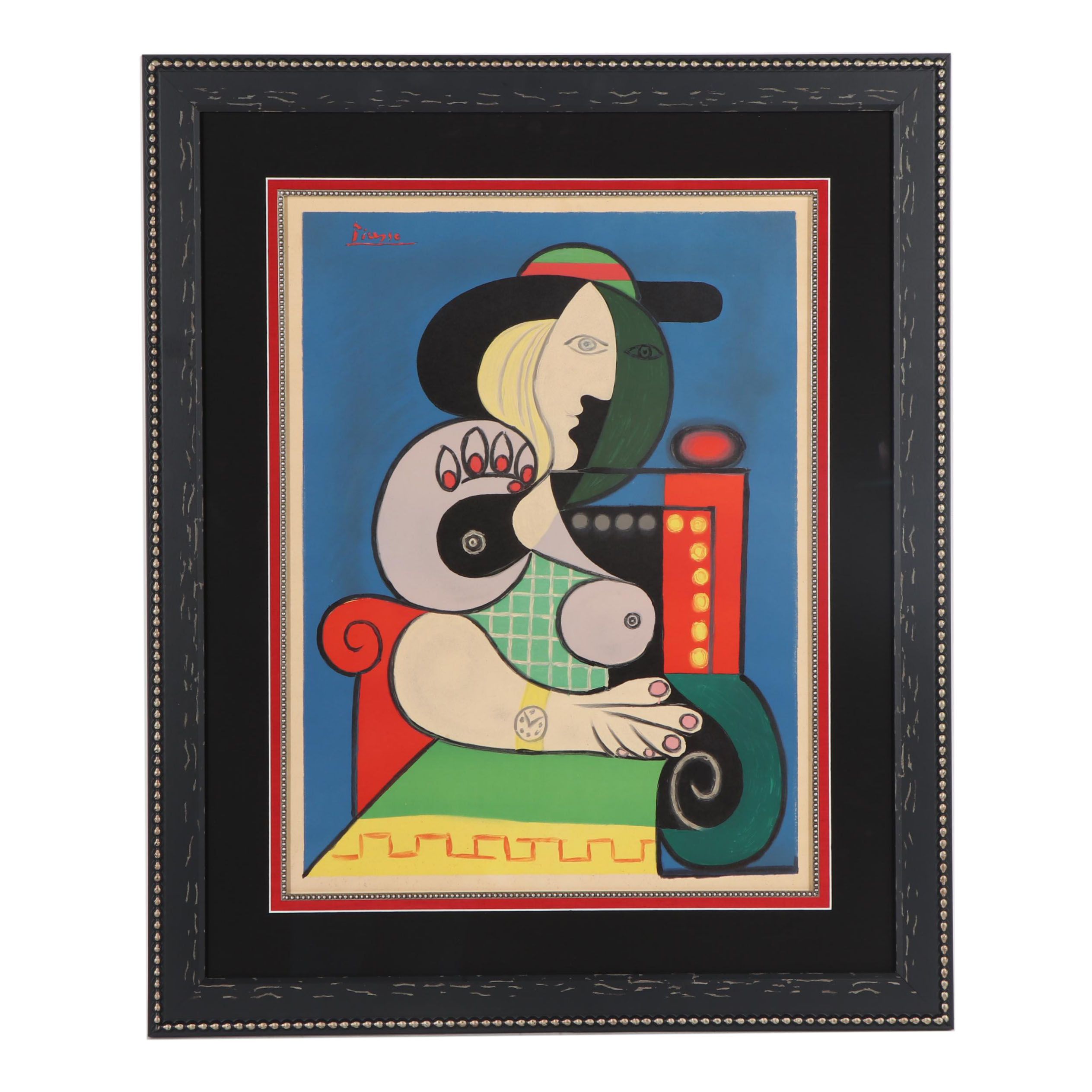 Henri Deschamps Lithograph after Pablo Picasso "Seated Woman With Wrist Watch"