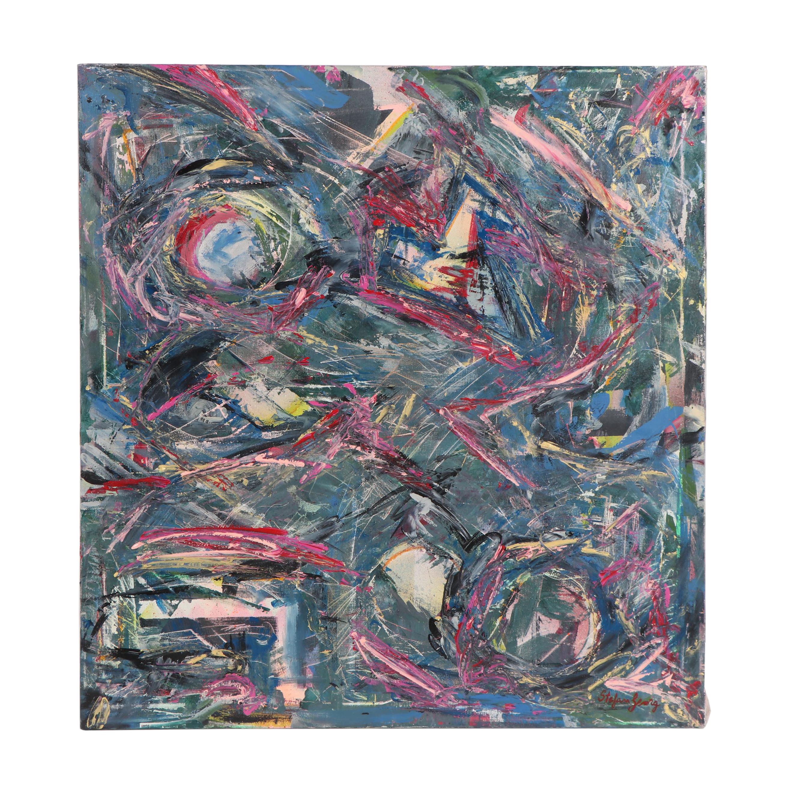 1988 Stefan Georg Acrylic Painting "Jazz"