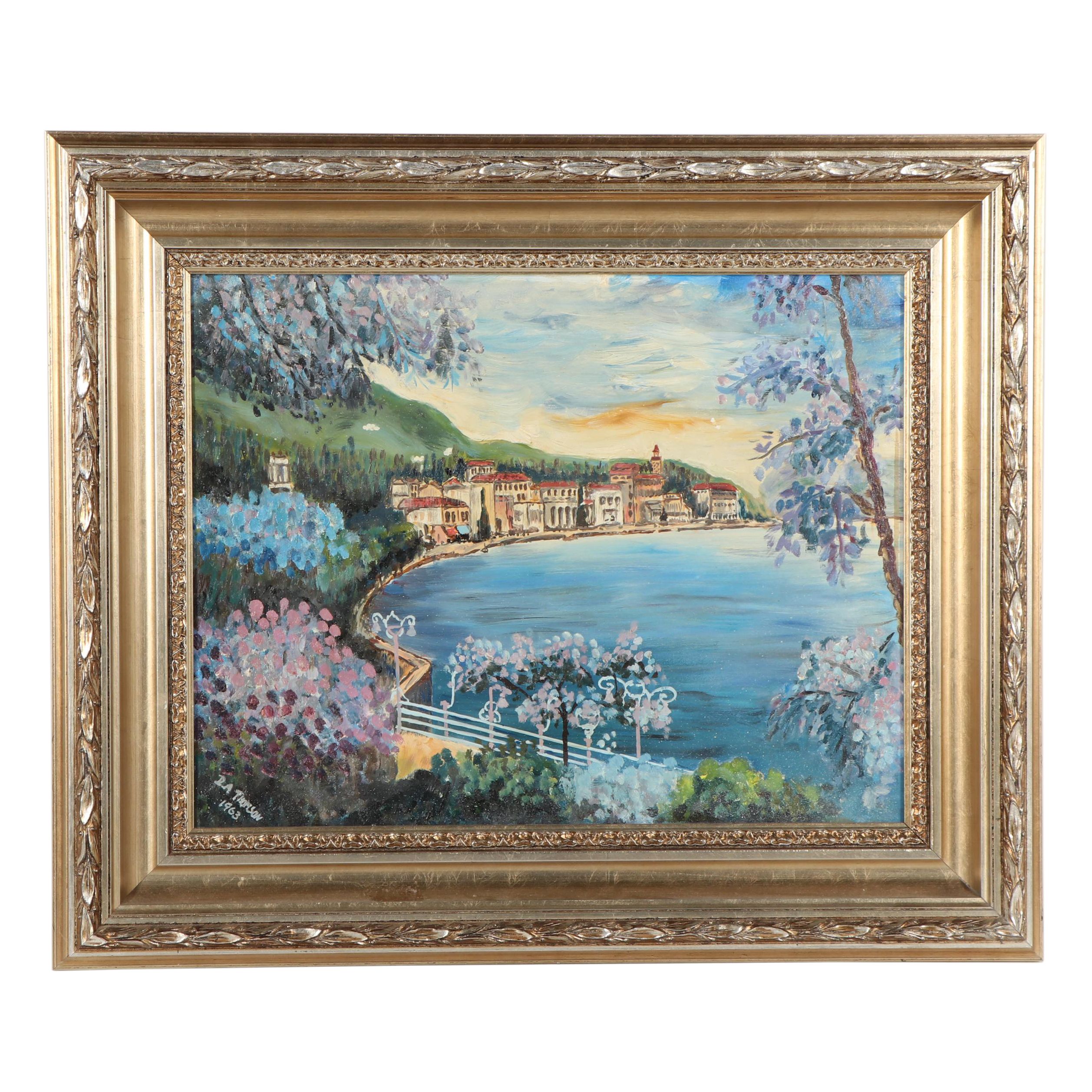 D. A. Thomsom Oil Painting of Seaside City