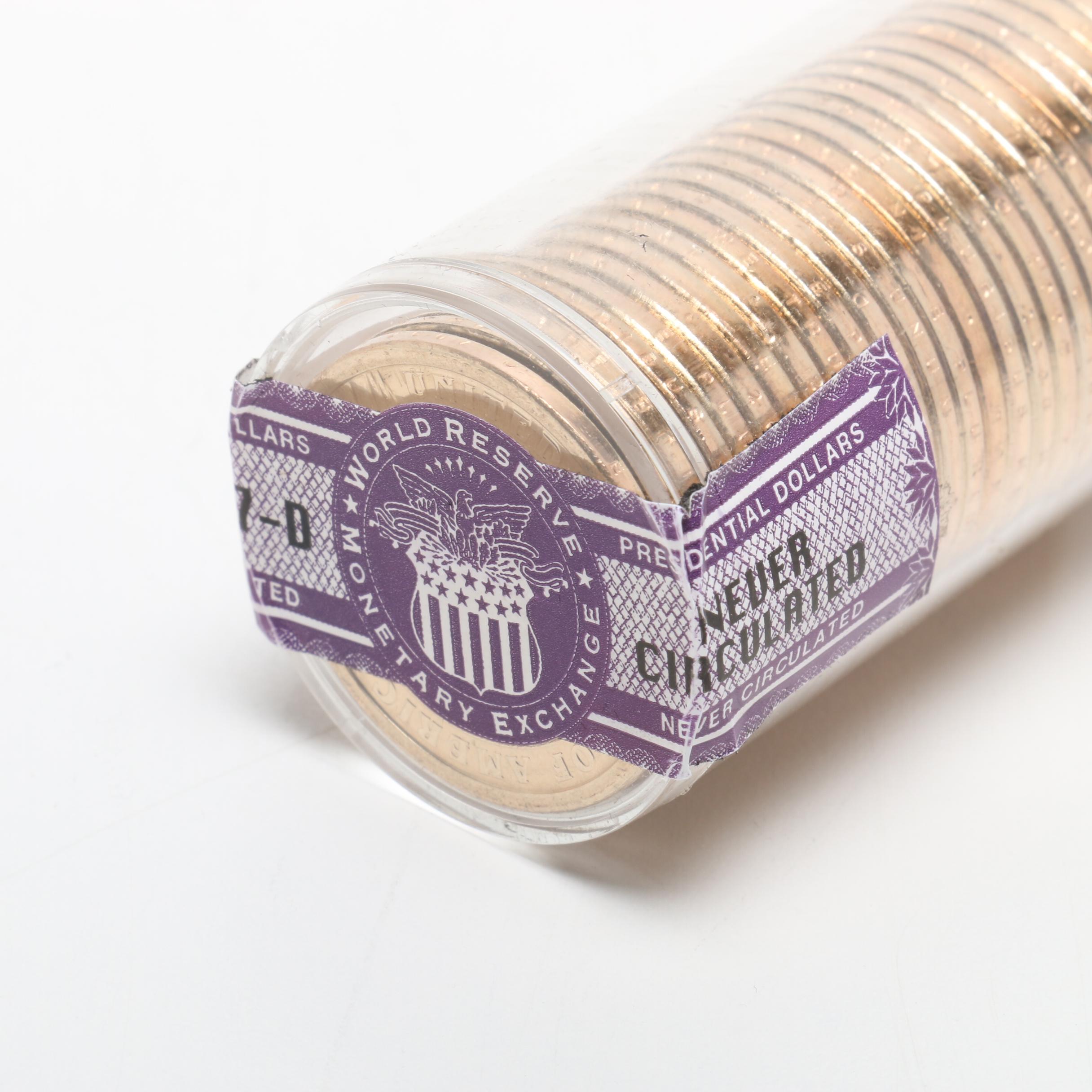 Ballistic Roll of Uncirculated George  Presidential One Dollar Coins