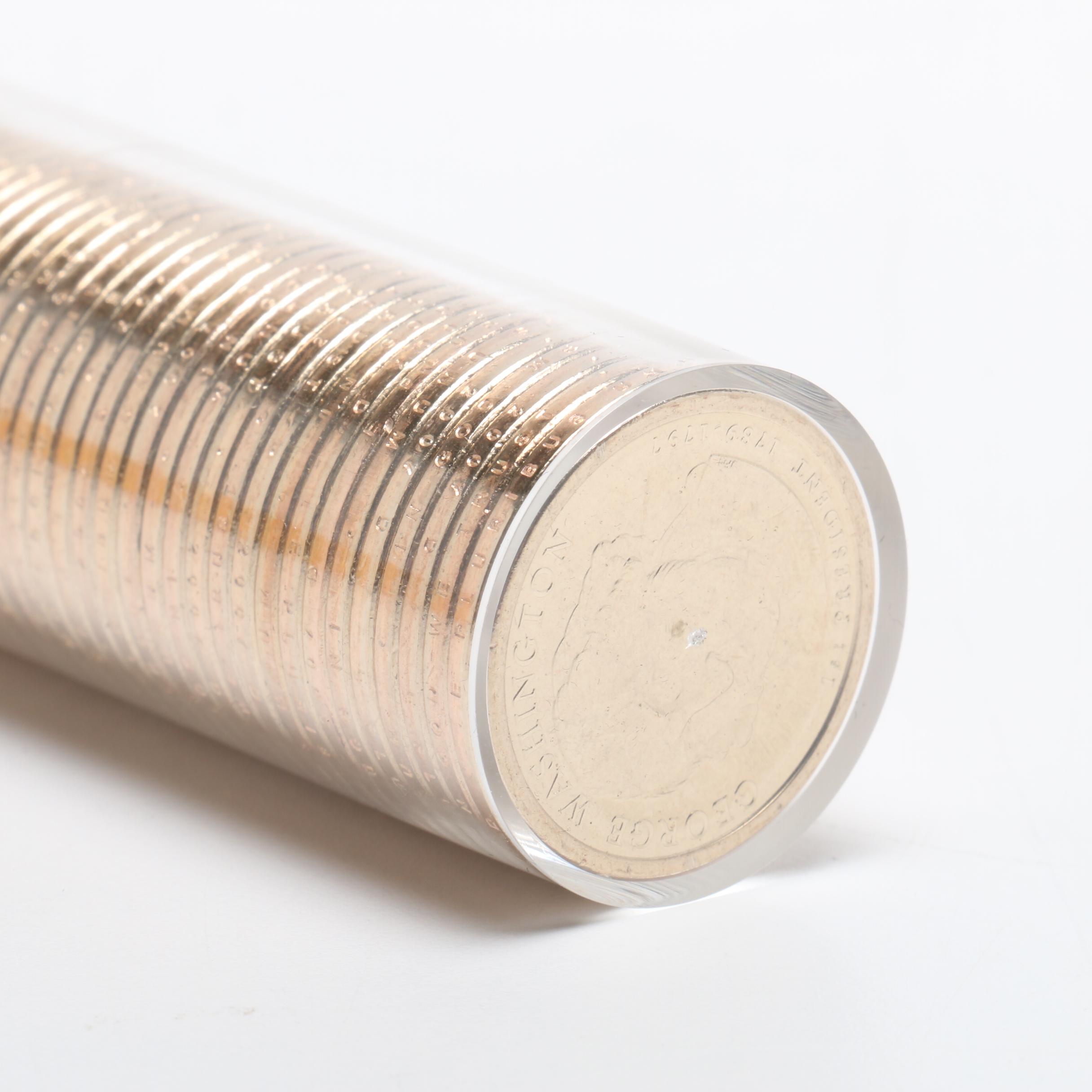 Ballistic Roll of Uncirculated George  Presidential One Dollar Coins