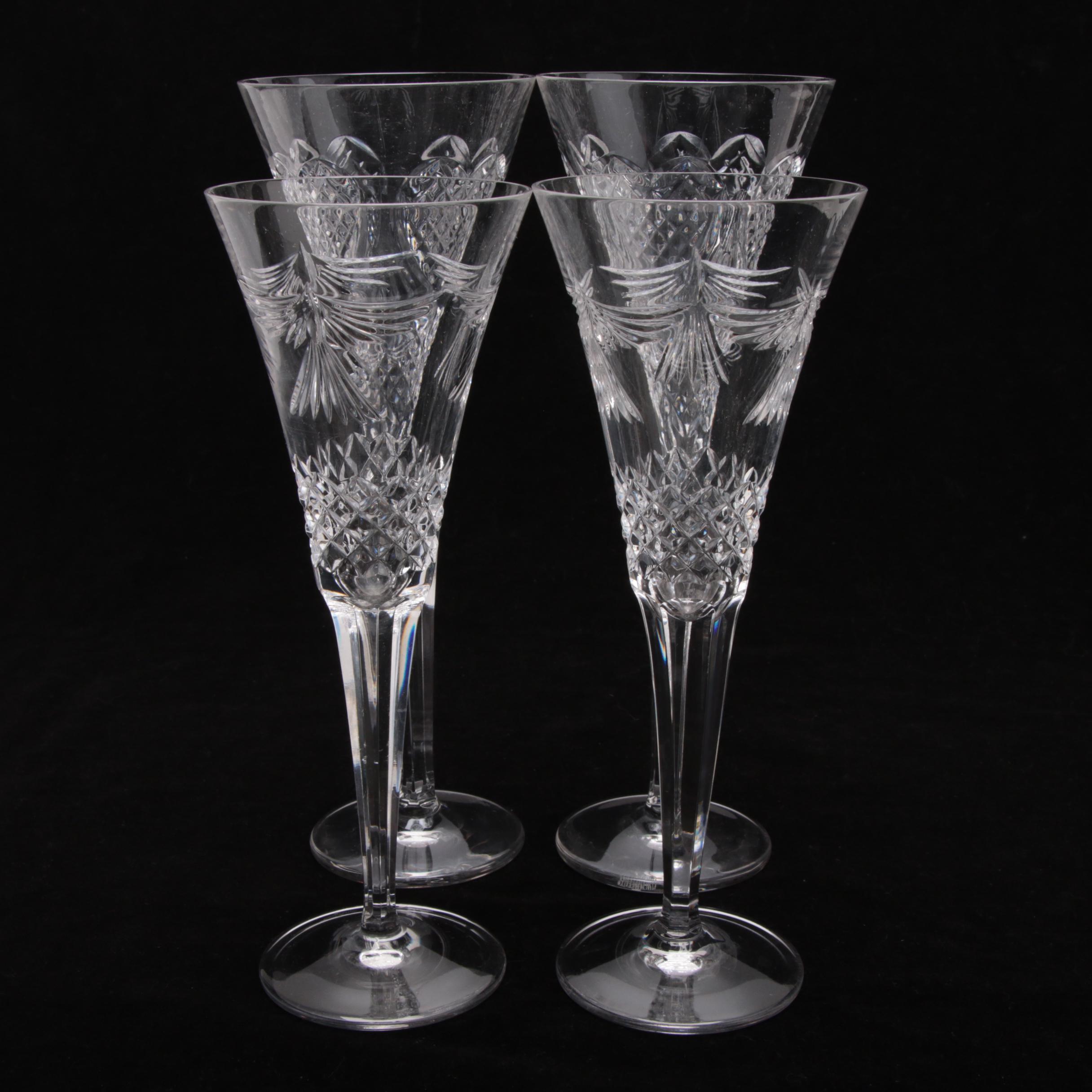 Waterford Crystal "Wedding Heirloom" and "Millenium" Fluted Champagne Glasses