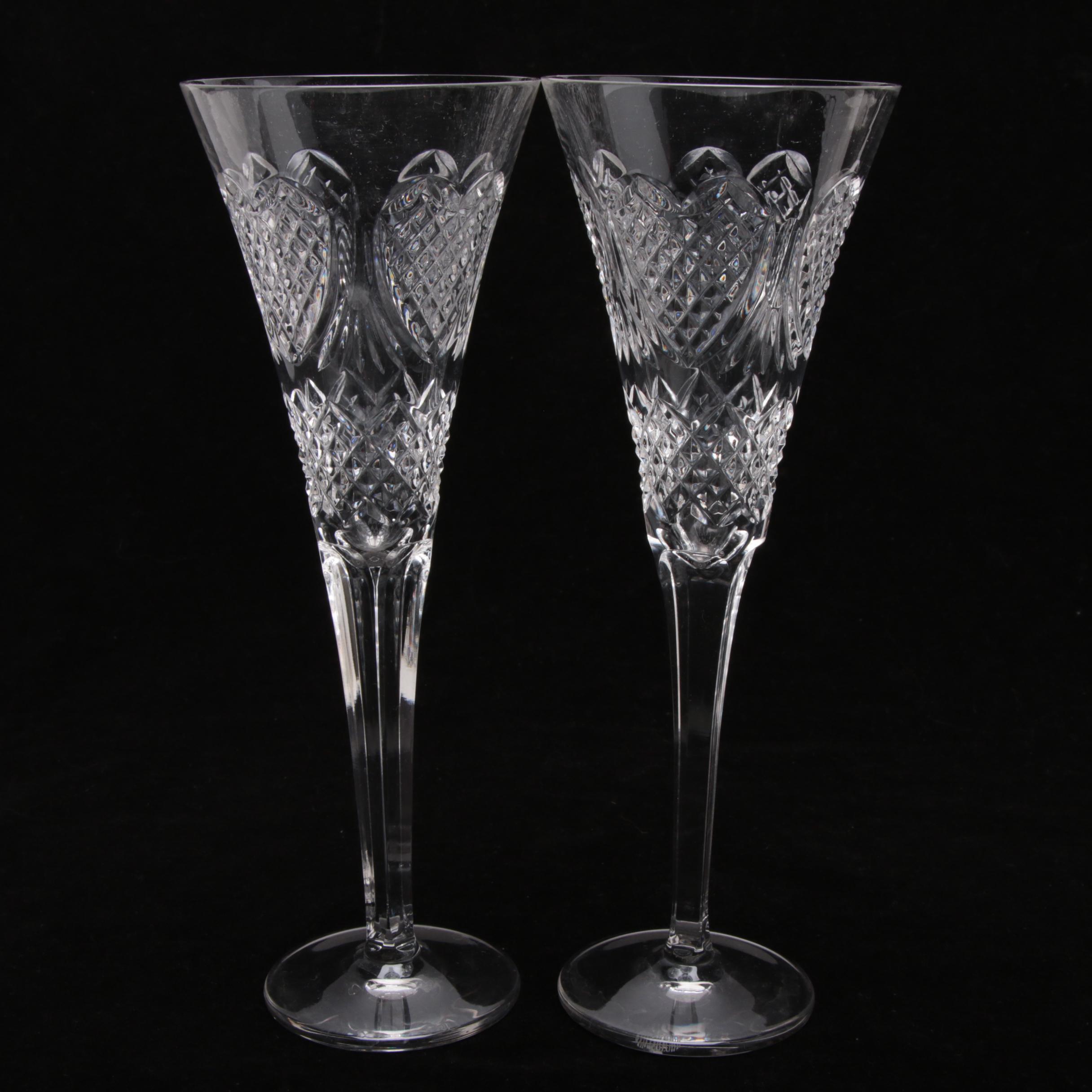 Waterford Crystal "Wedding Heirloom" and "Millenium" Fluted Champagne Glasses