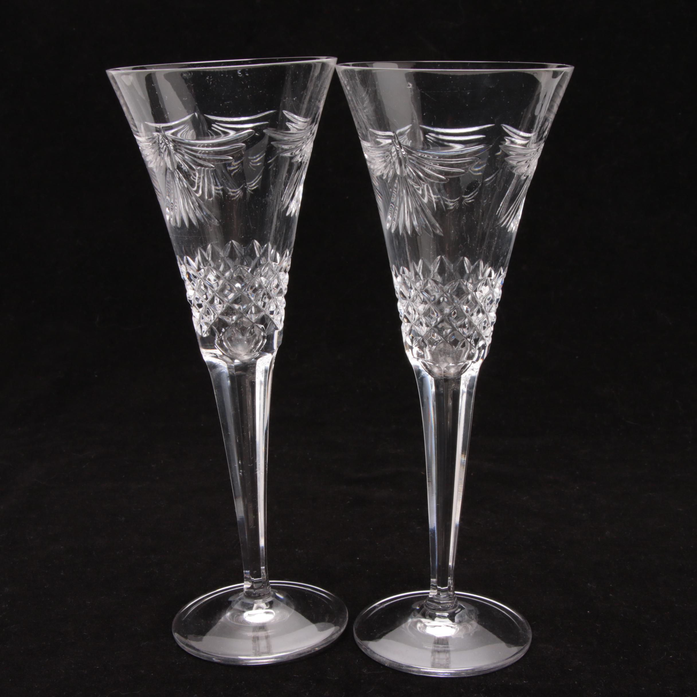 Waterford Crystal "Wedding Heirloom" and "Millenium" Fluted Champagne Glasses