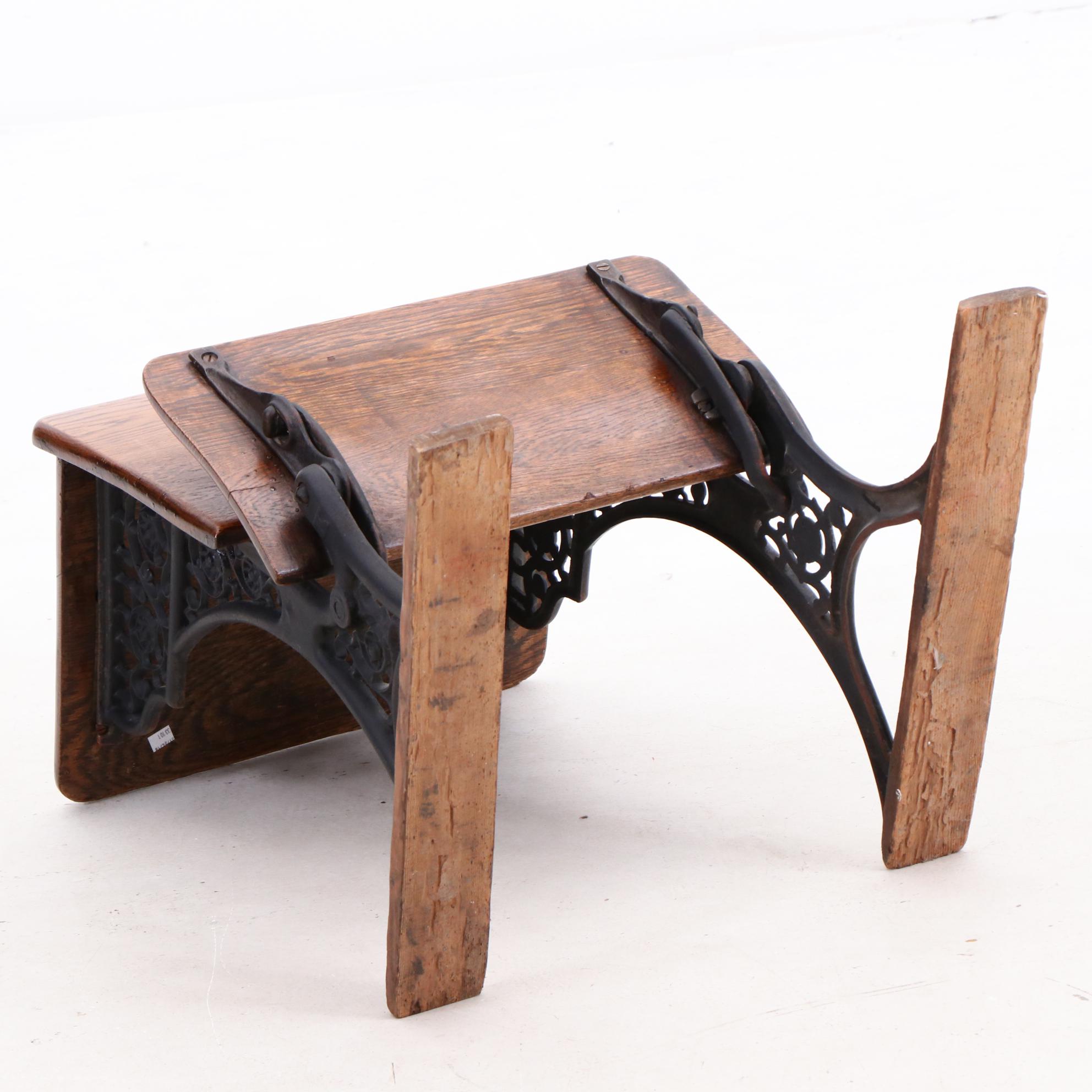 Antique Oak and Cast Iron Child's School Desk