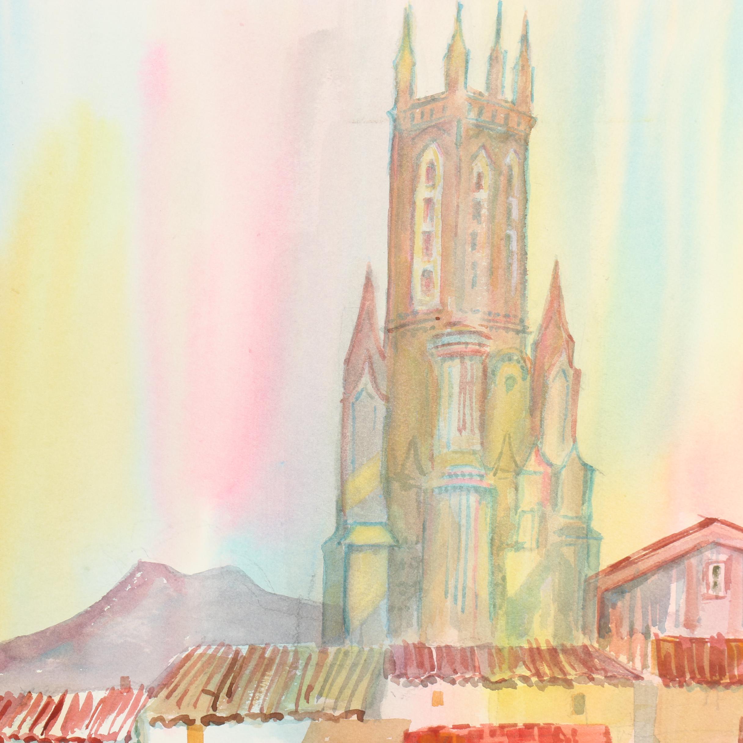 Byron Levy Watercolor Painting "Provence Rooftops"