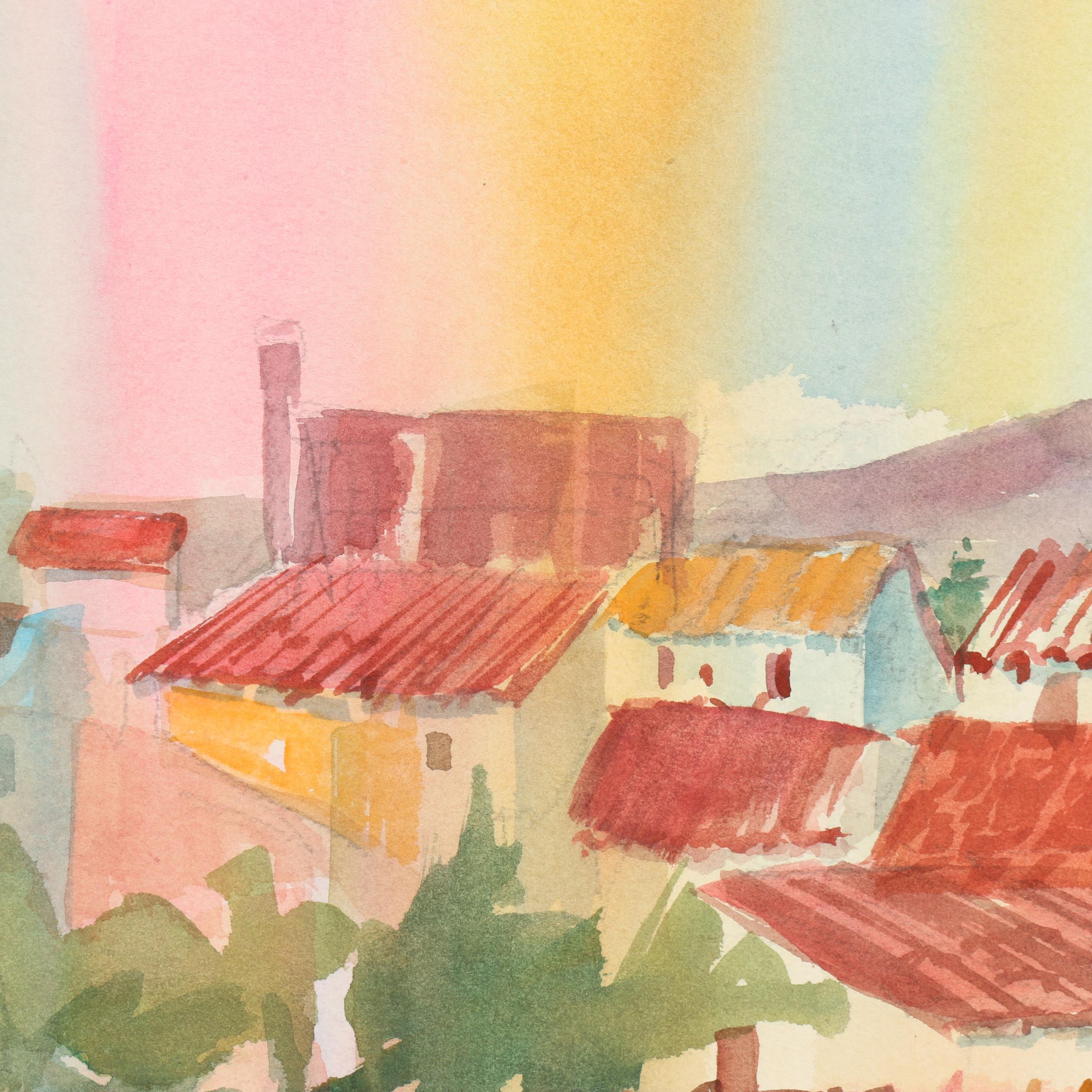 Byron Levy Watercolor Painting "Provence Rooftops"