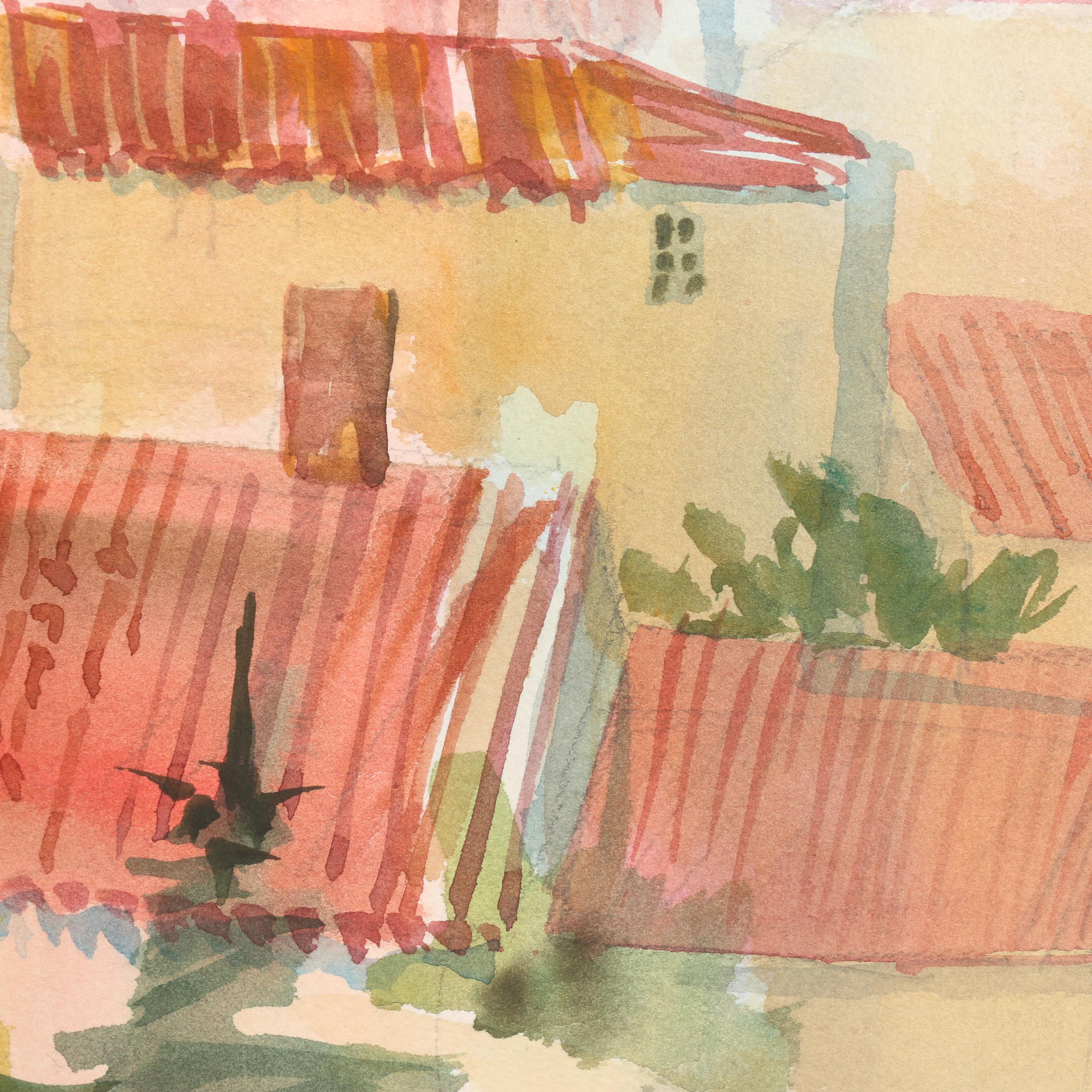 Byron Levy Watercolor Painting "Provence Rooftops"