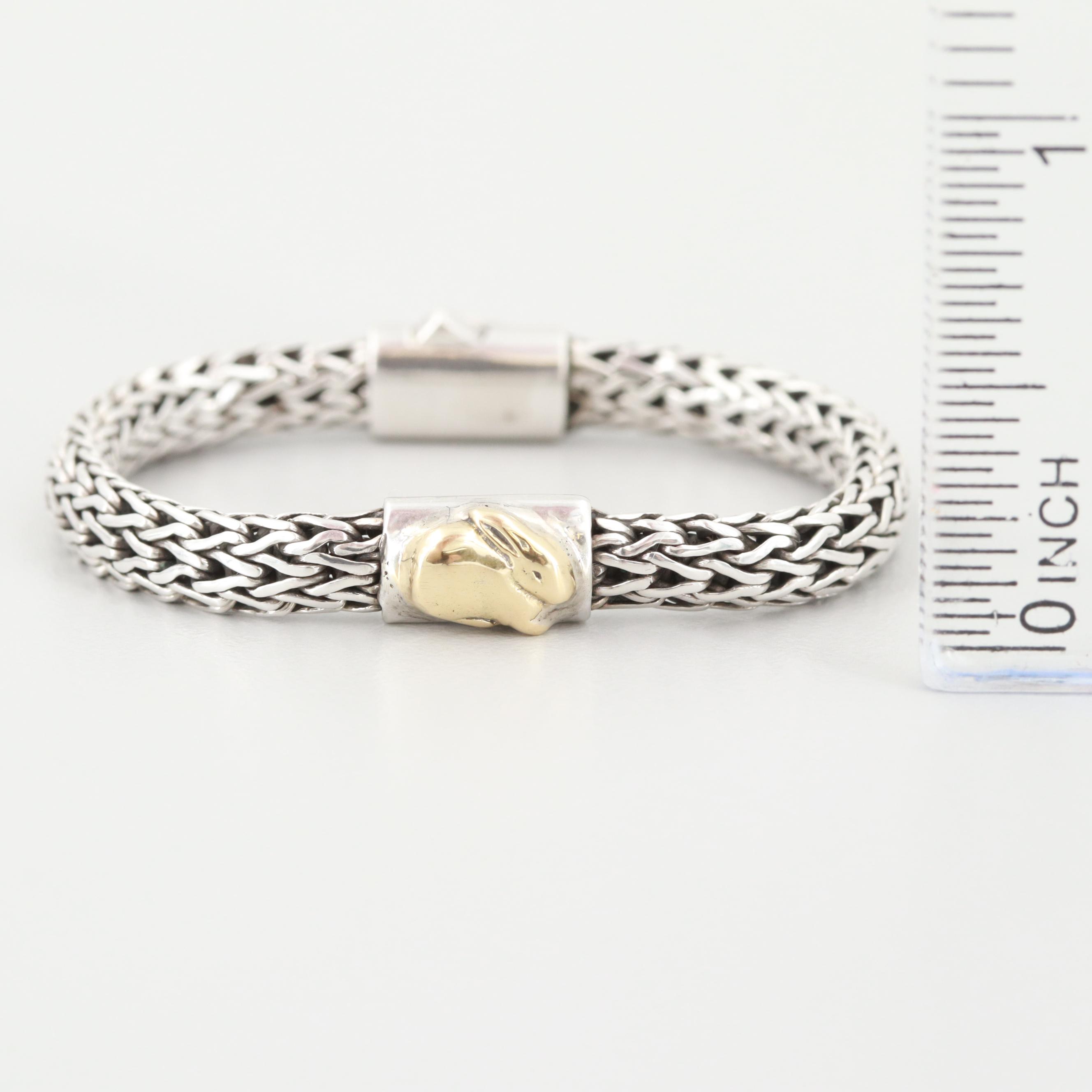 John Hardy "Baby Bunny" Sterling Silver and 18K Gold Bracelet