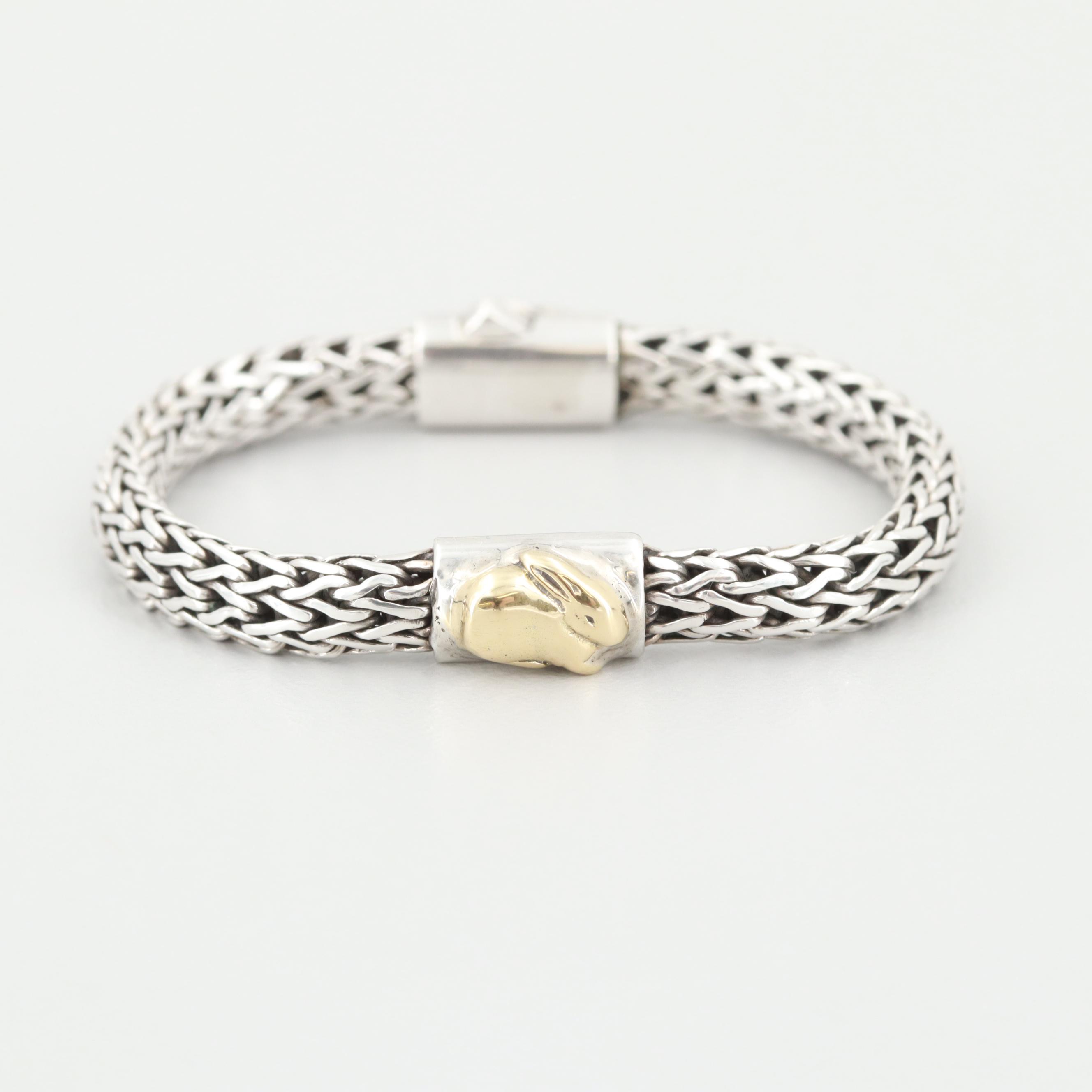 John Hardy "Baby Bunny" Sterling Silver and 18K Gold Bracelet
