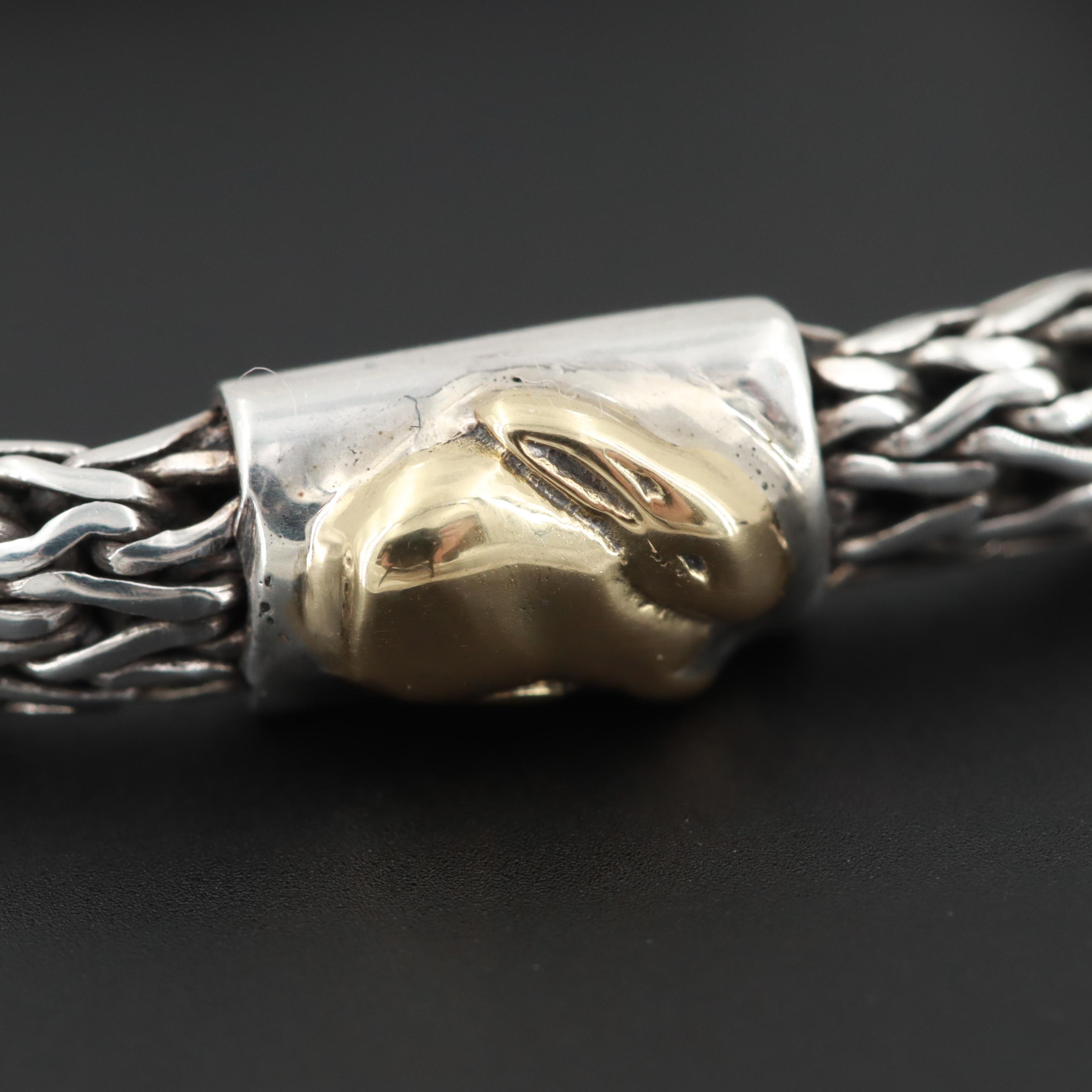 John Hardy "Baby Bunny" Sterling Silver and 18K Gold Bracelet