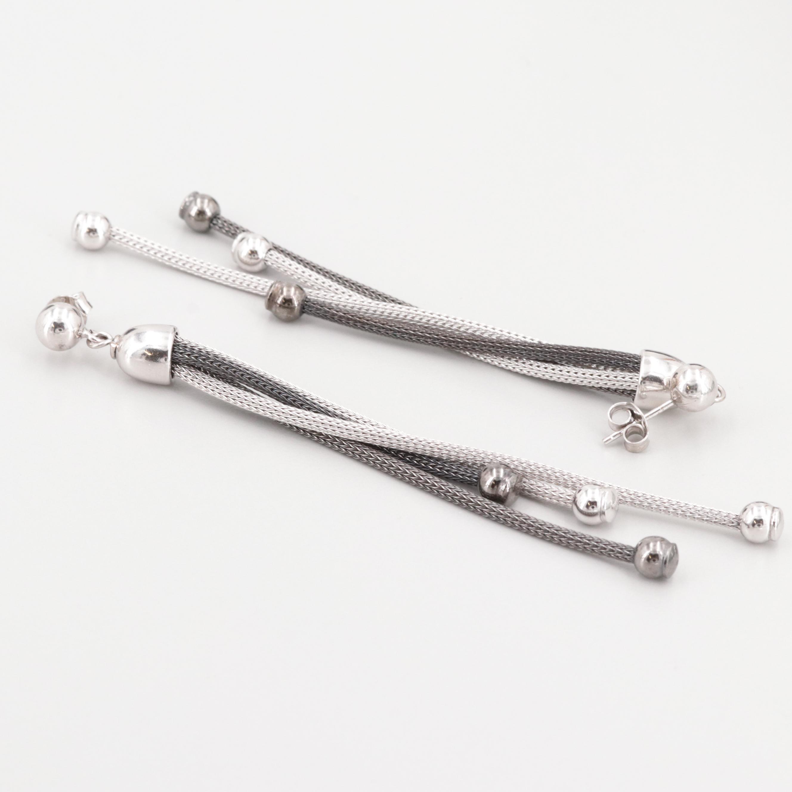 Sterling Silver Two Toned Woven Mesh Chain Jewelry Set