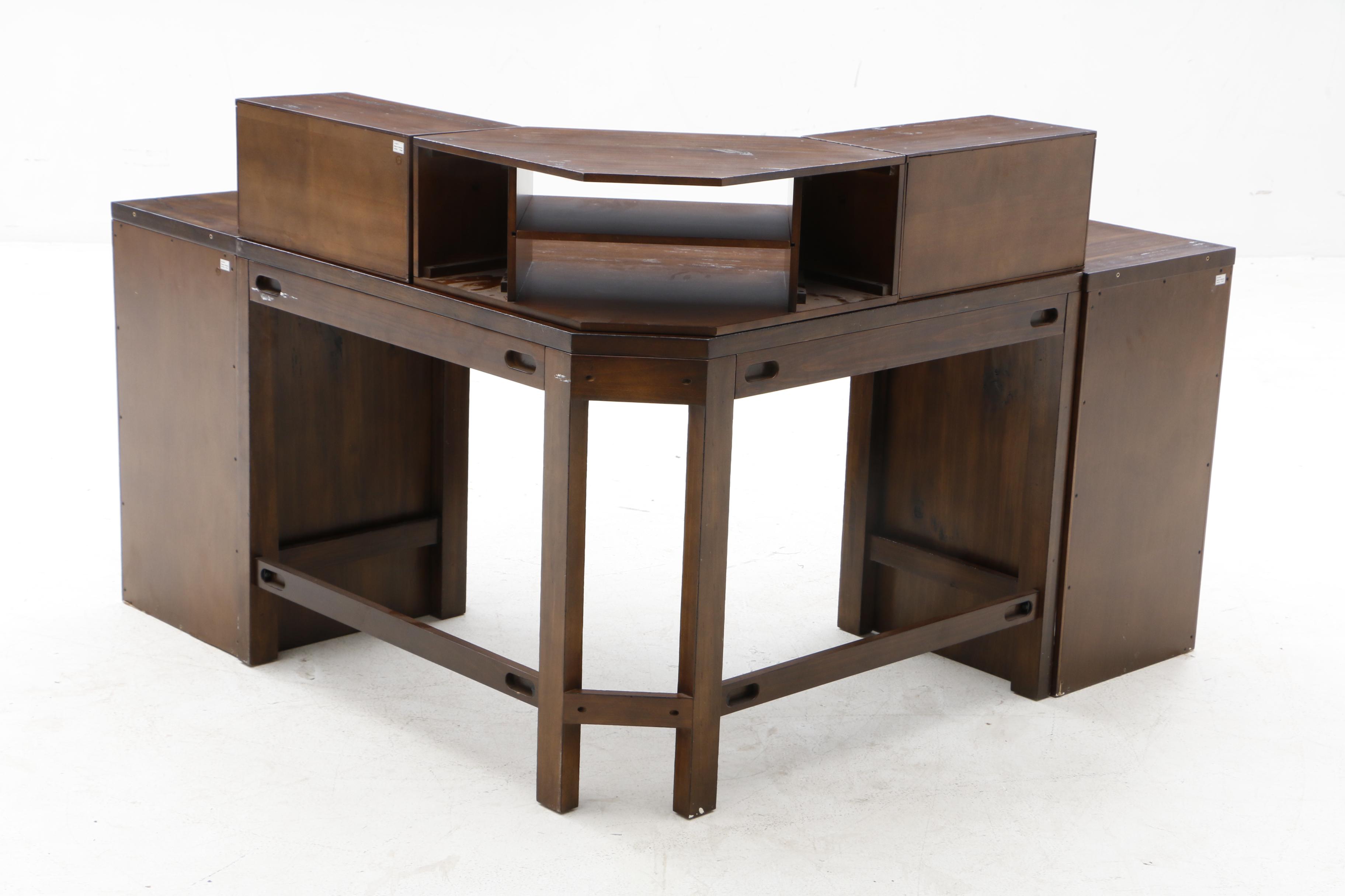 Pine Corner Desk with Riser Shelf and File Cabinets by Pottery Barn