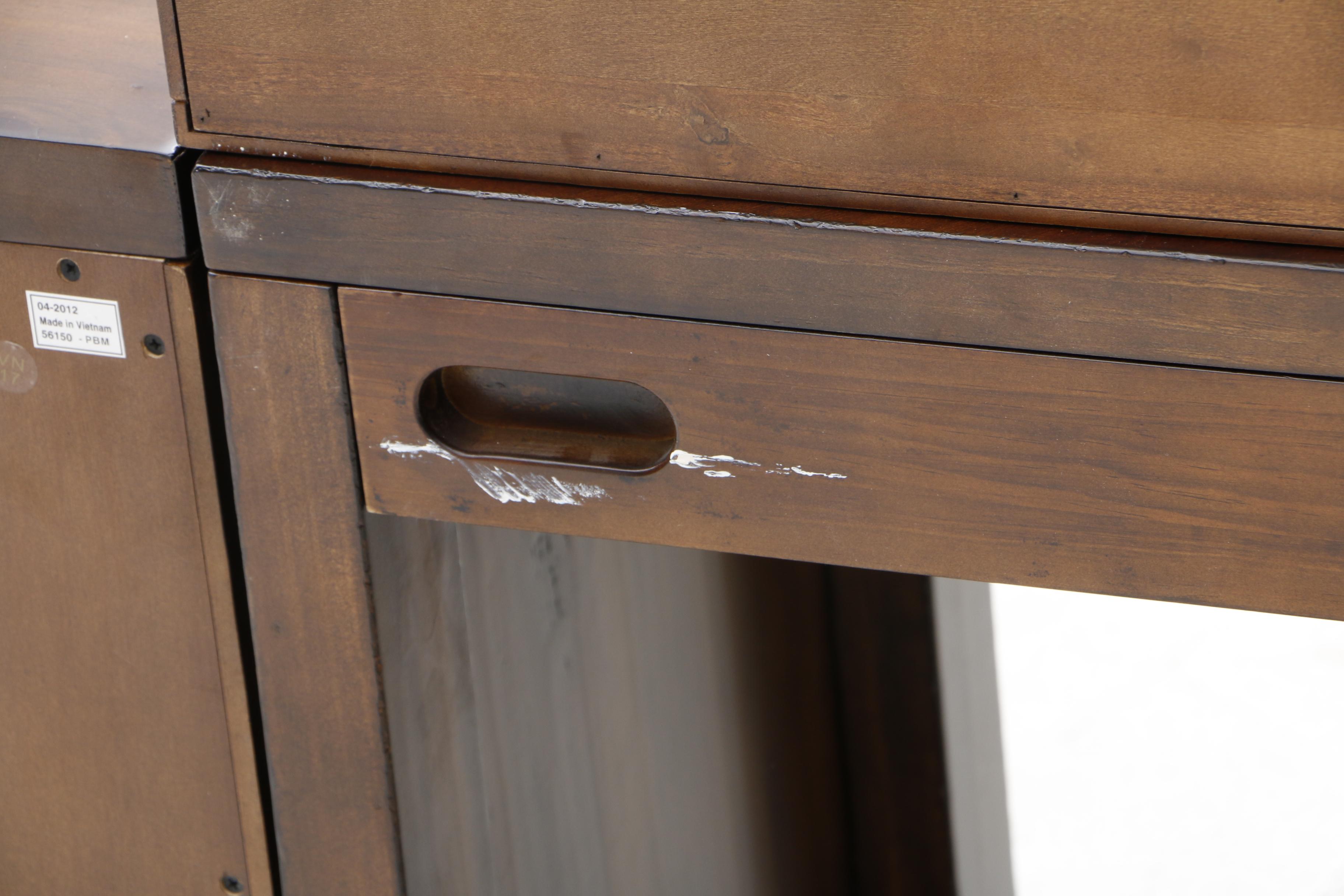 Pine Corner Desk with Riser Shelf and File Cabinets by Pottery Barn