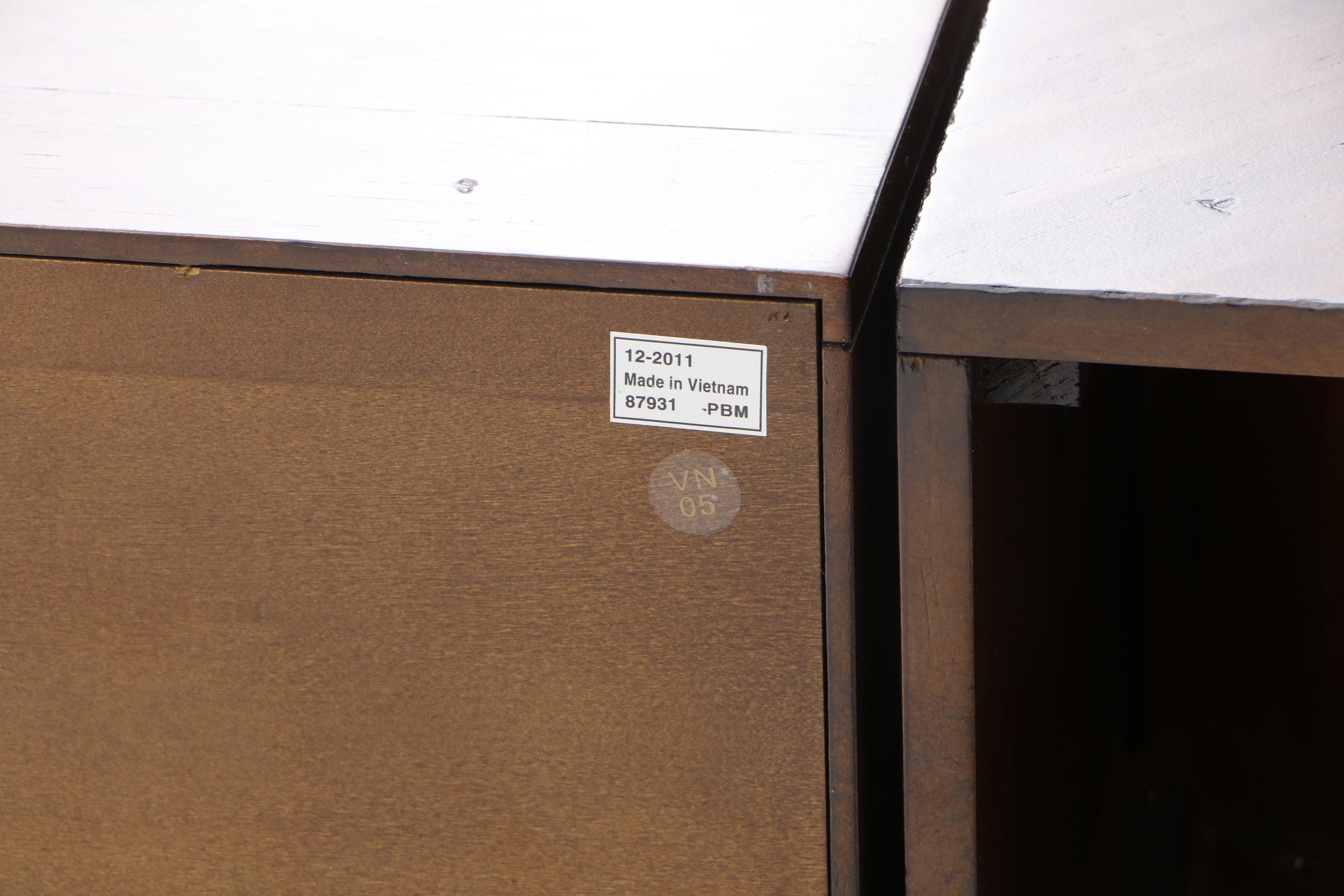 Pine Corner Desk with Riser Shelf and File Cabinets by Pottery Barn